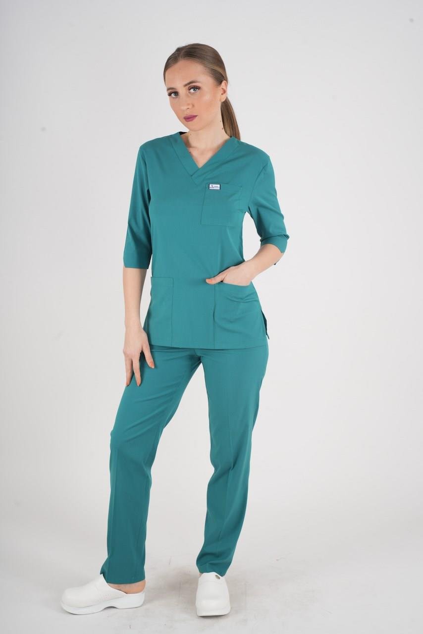 Unisex Ameliyat Yeşili Violet Model Scrubs Takım Doktor Hemşire Üniforması-Nur Medikal Giyim