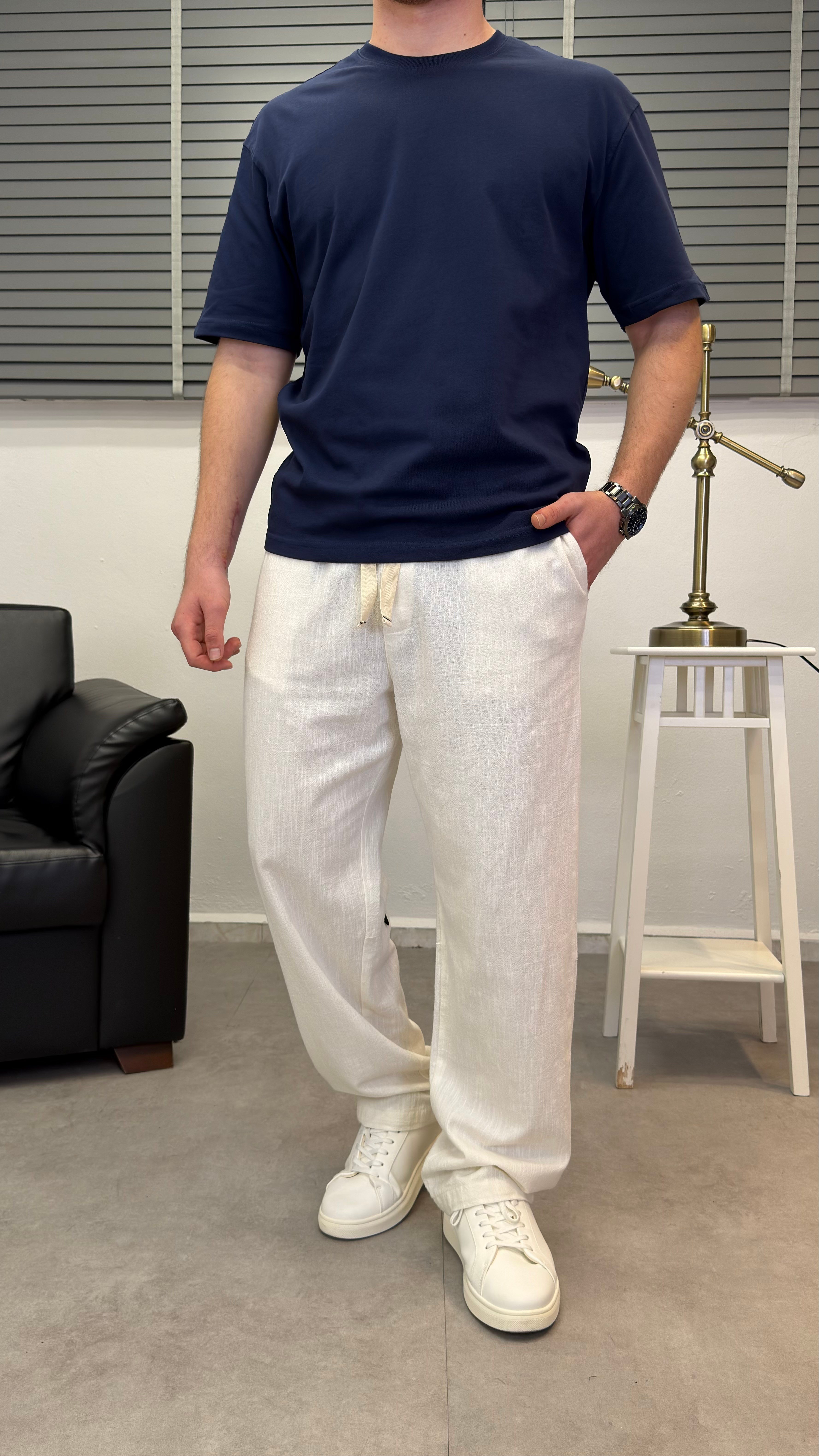 NAKIŞLI BAGGY PANTOLON BEYAZ
