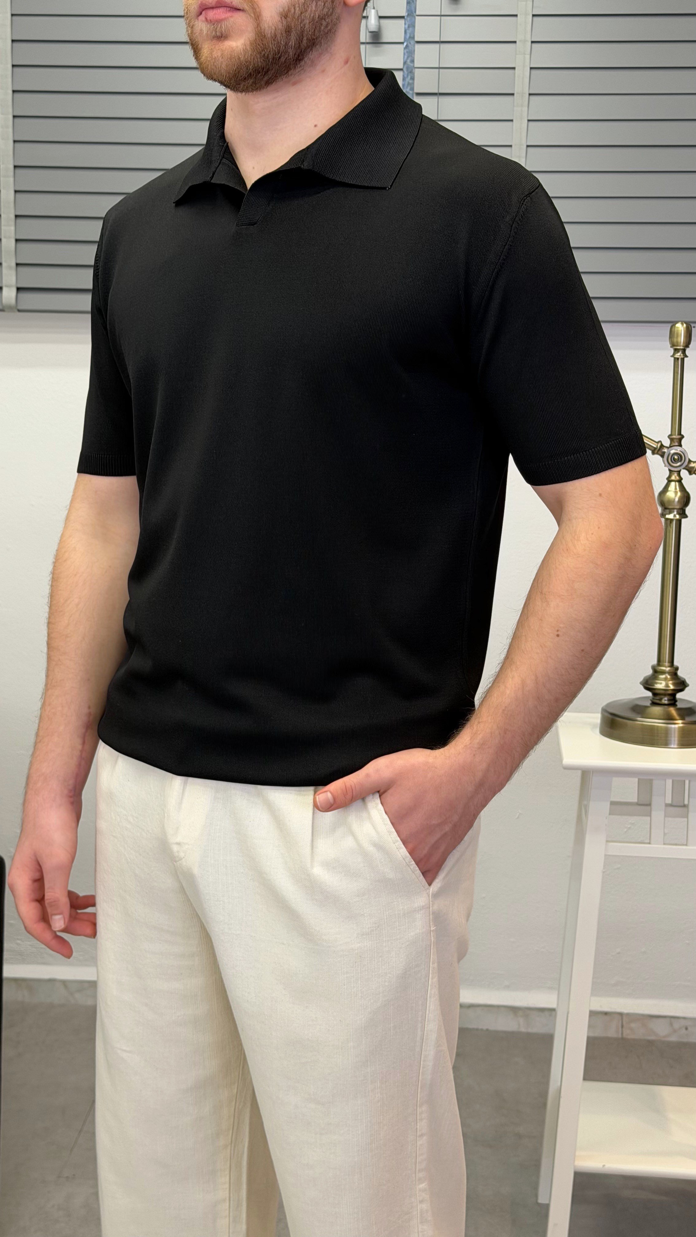 ÖRME OYSHO POLO YAKA SİYAH