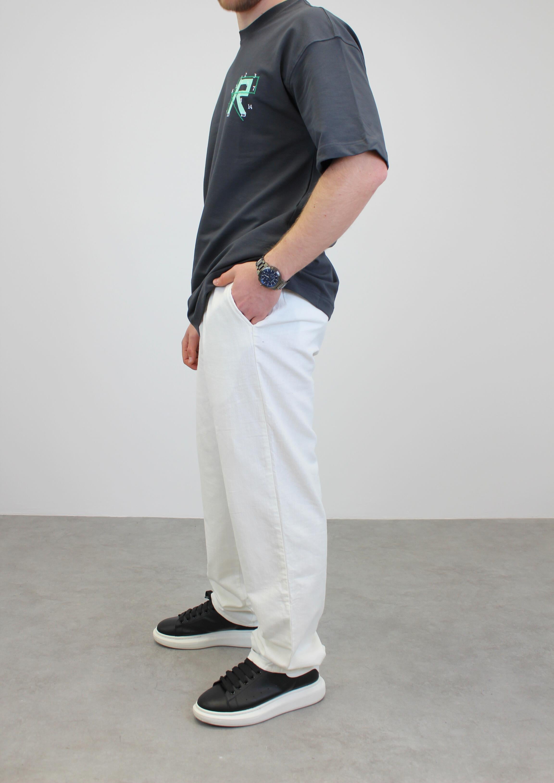 OVERSİZE R BASKILI T-SHIRT GRİ