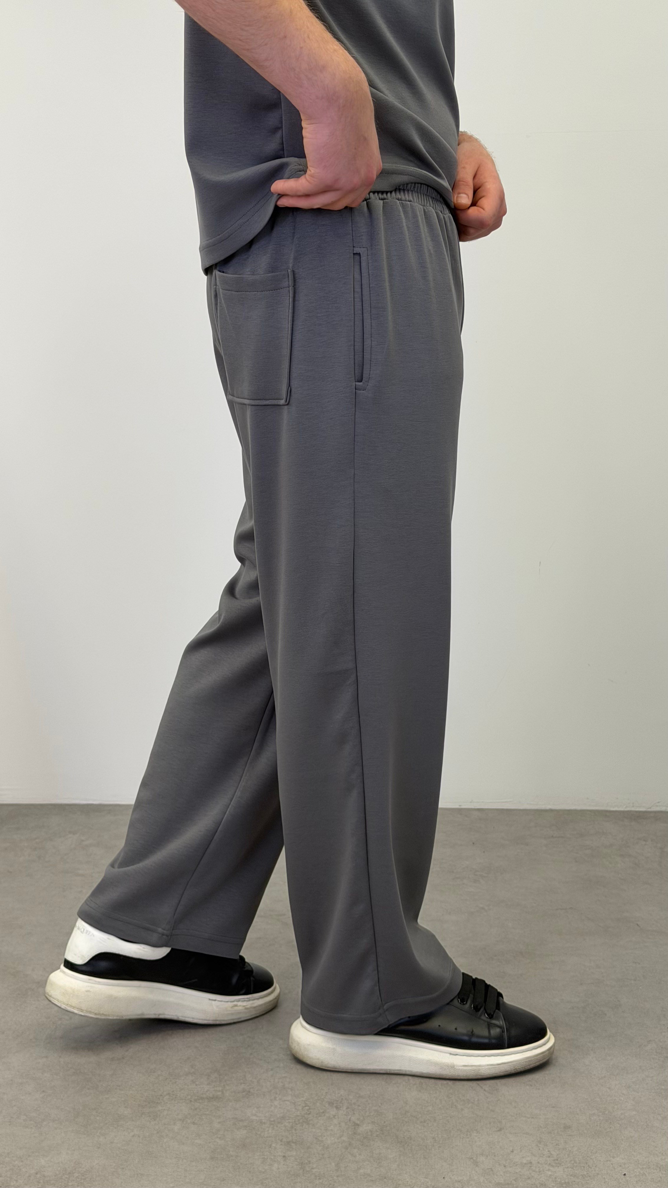 OYSHO KUMAŞ BAGGY KALIP PANTOLON FÜME