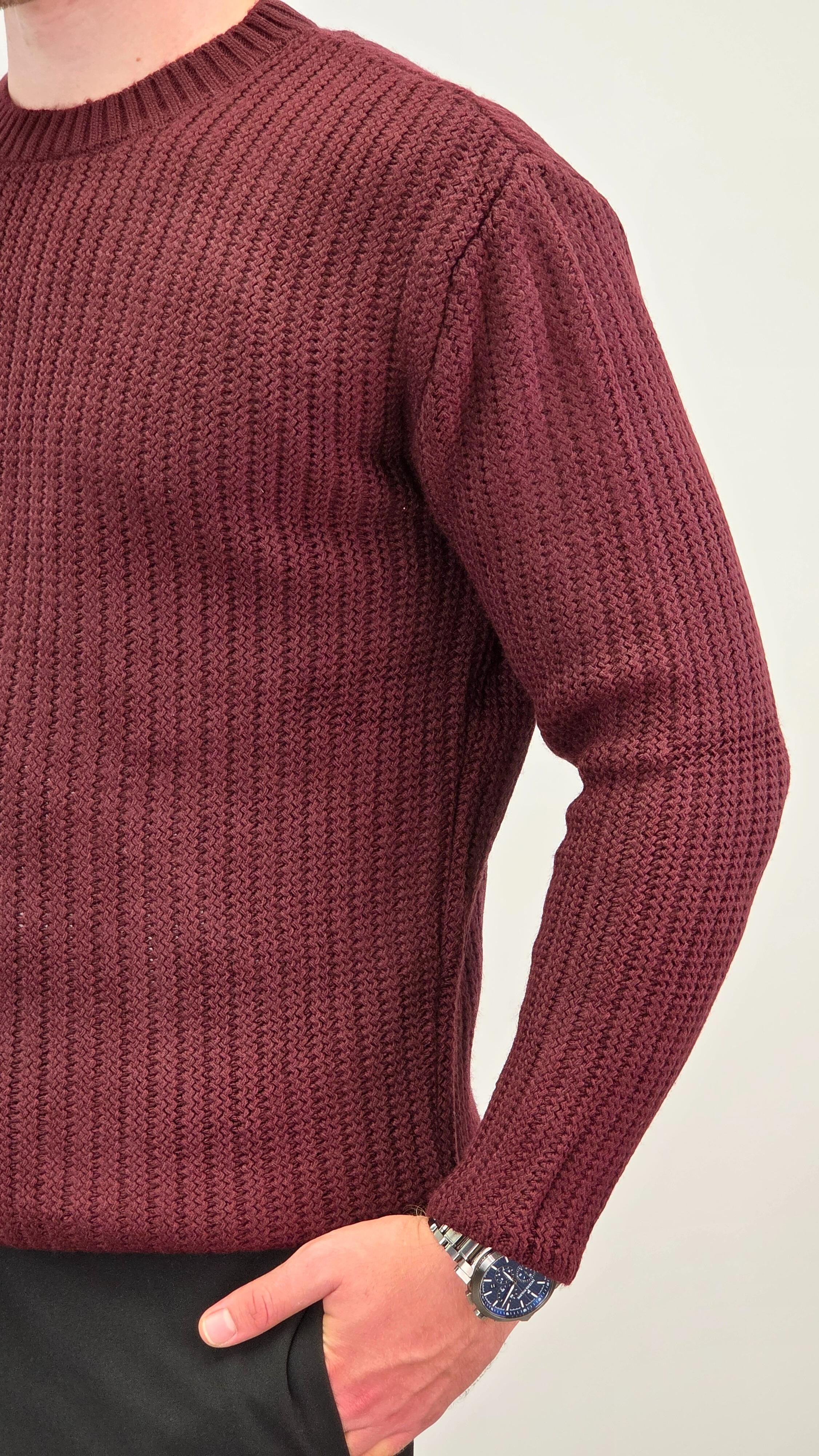 ZİNCİR DESEN KAZAK BORDO