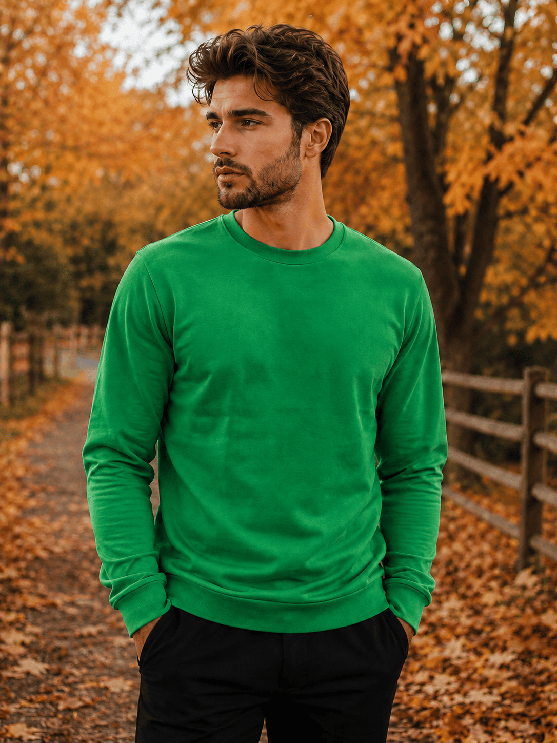 Erkek Basic Bisiklet Yaka Sweatshirt