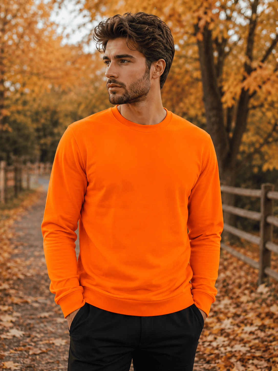 Erkek Basic Bisiklet Yaka Sweatshirt