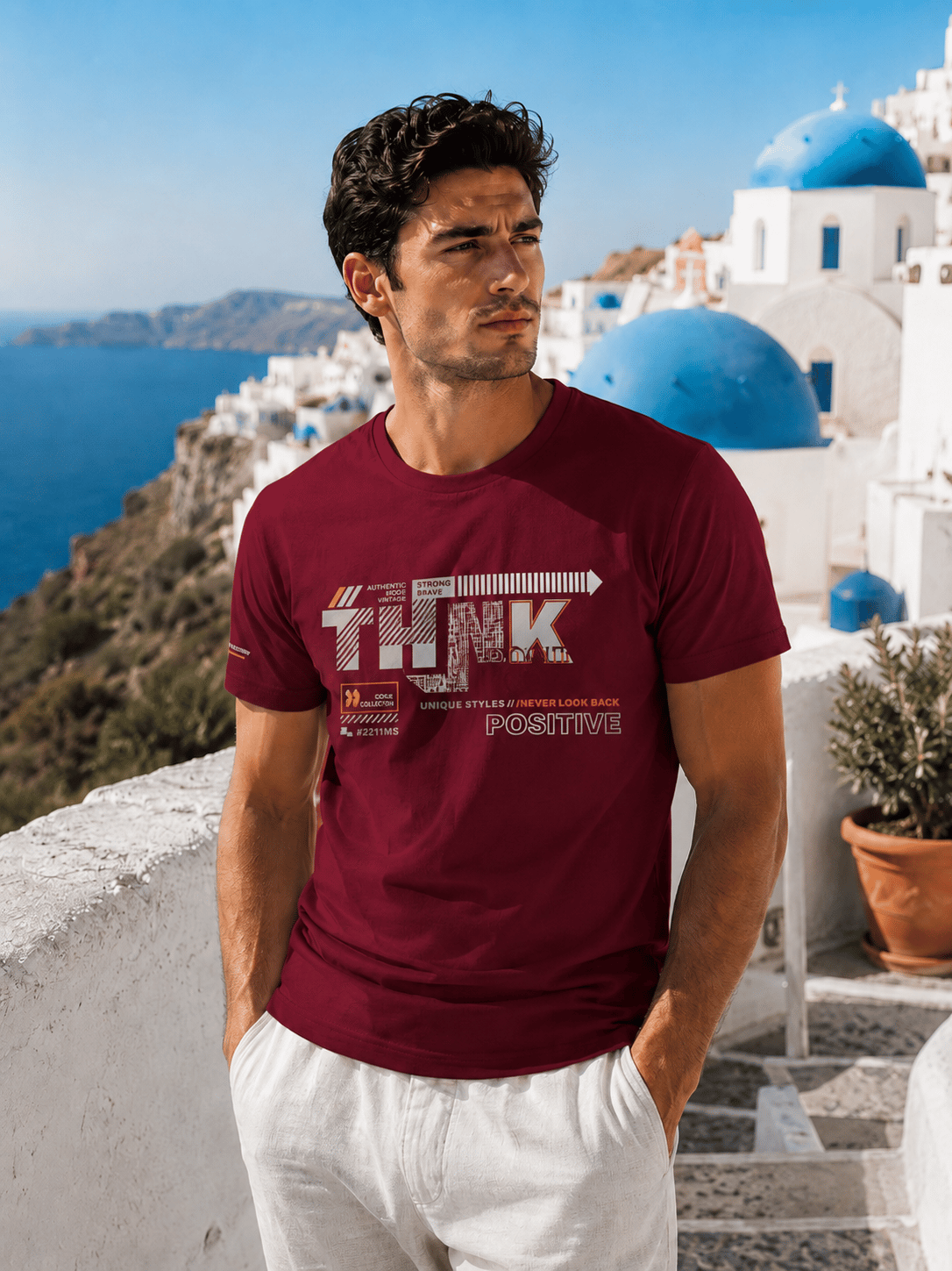 Erkek Baskılı Pamuk T-shirt