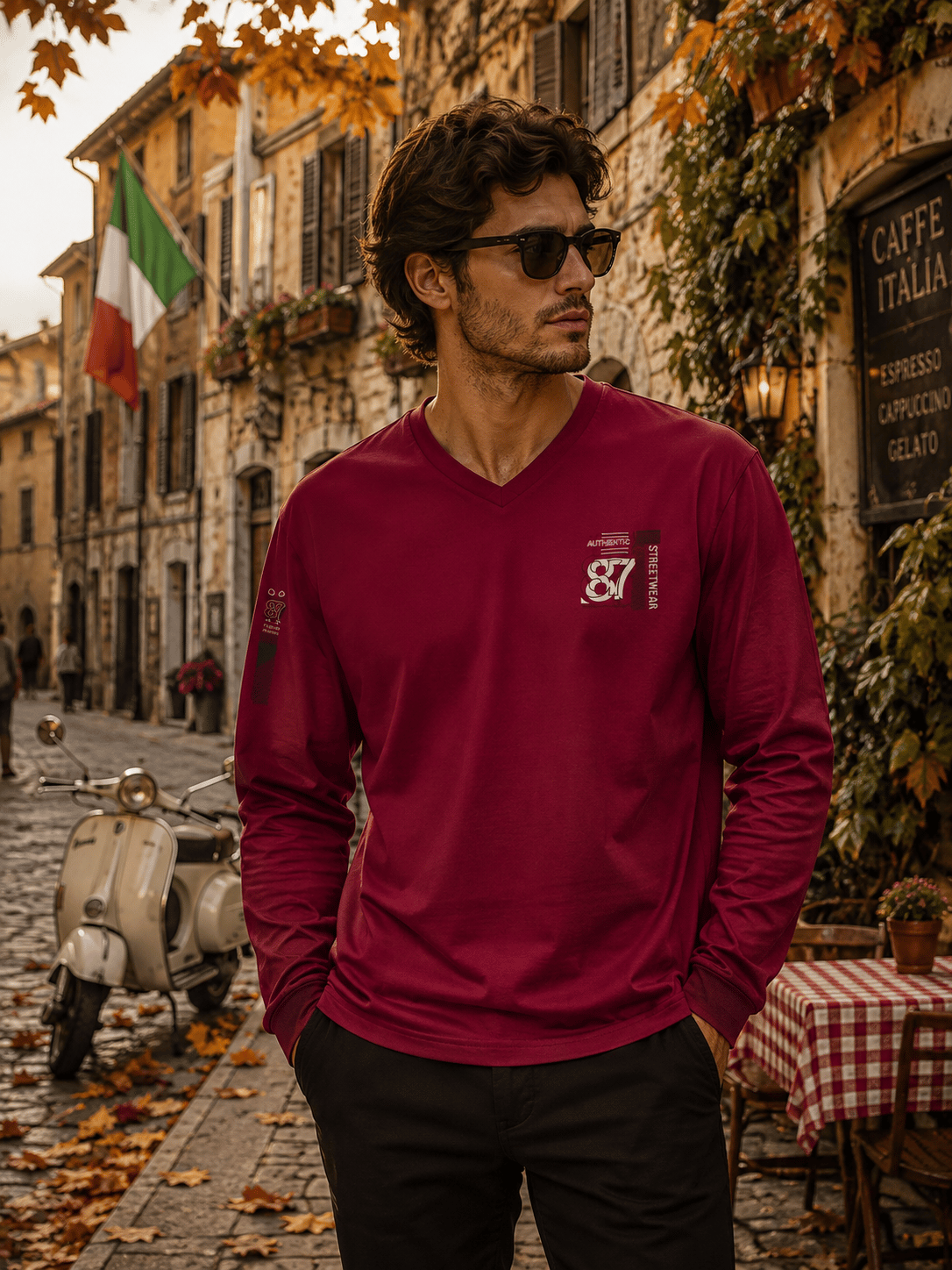 Erkek V yaka Sweatshirt %100 Pamuk
