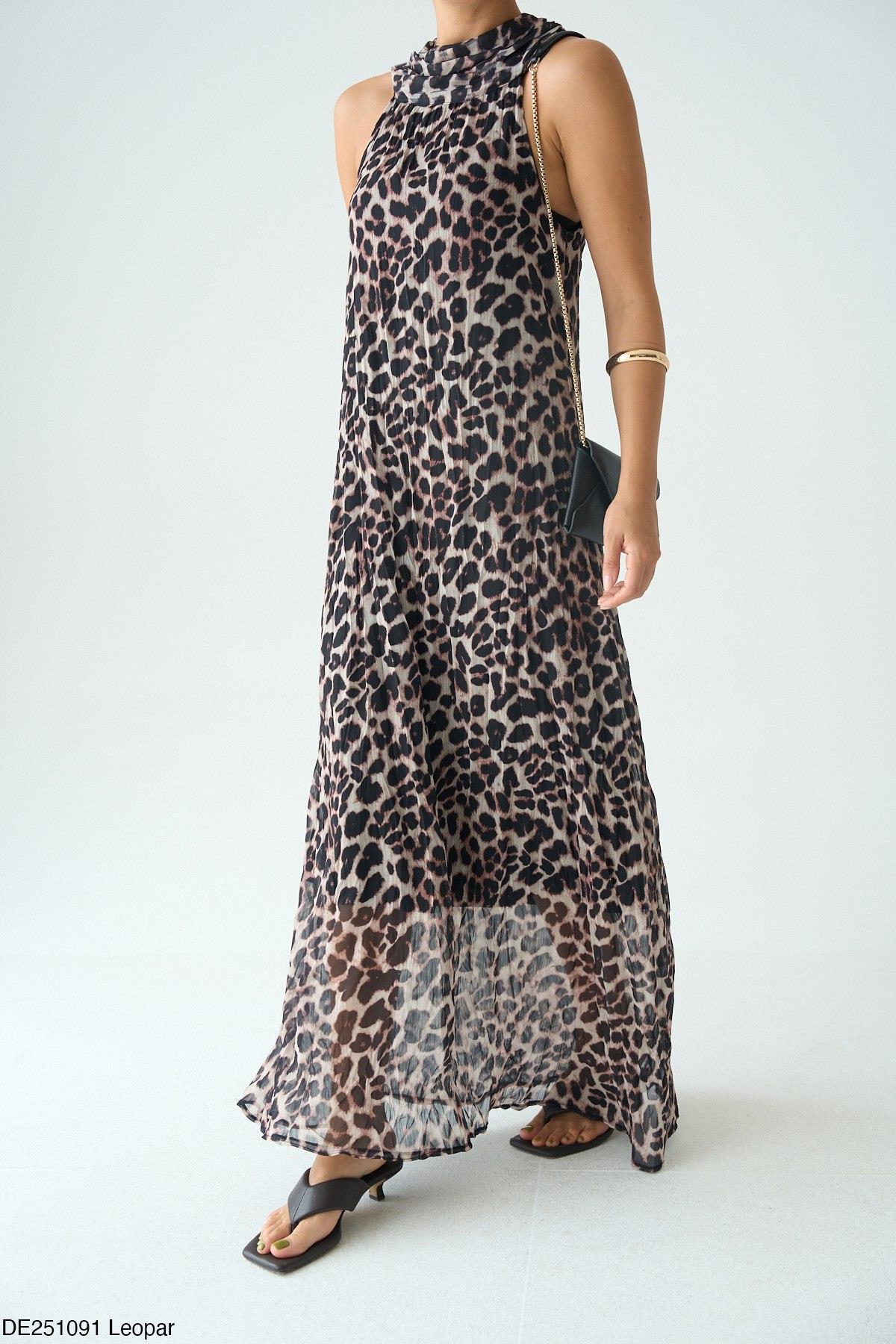 LEOPAR DESEN ELBİSE