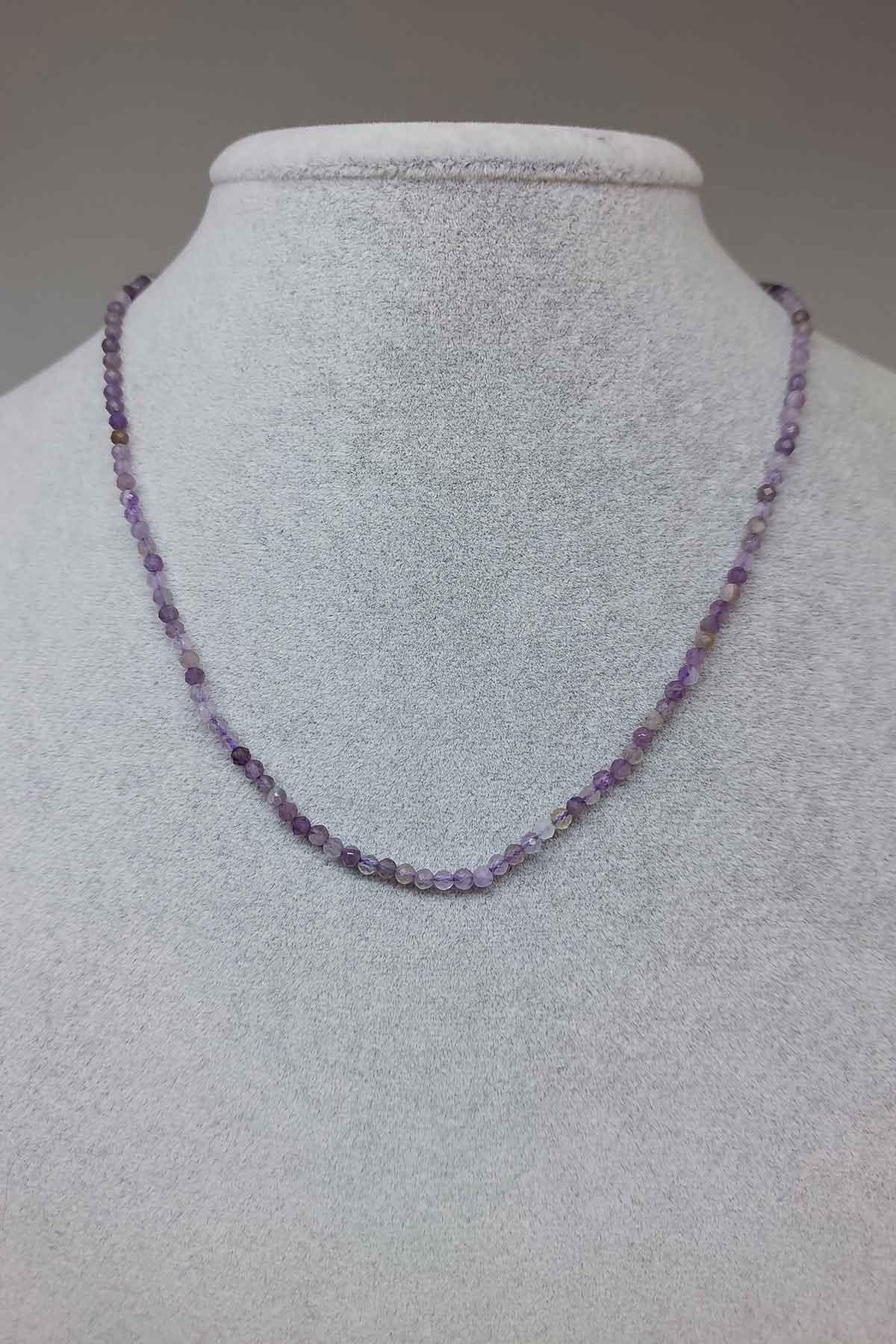 Ametist Taşı 2.5mm Kolye (Sabit Klipsli)