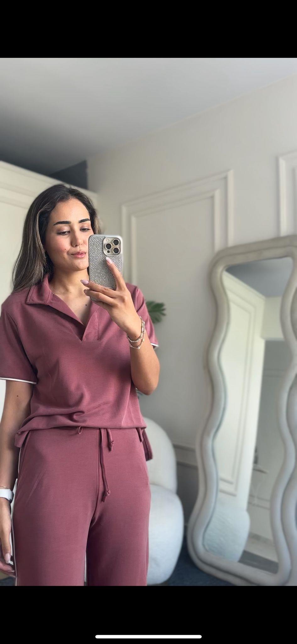 Bordo İkili Polo Yaka Takım