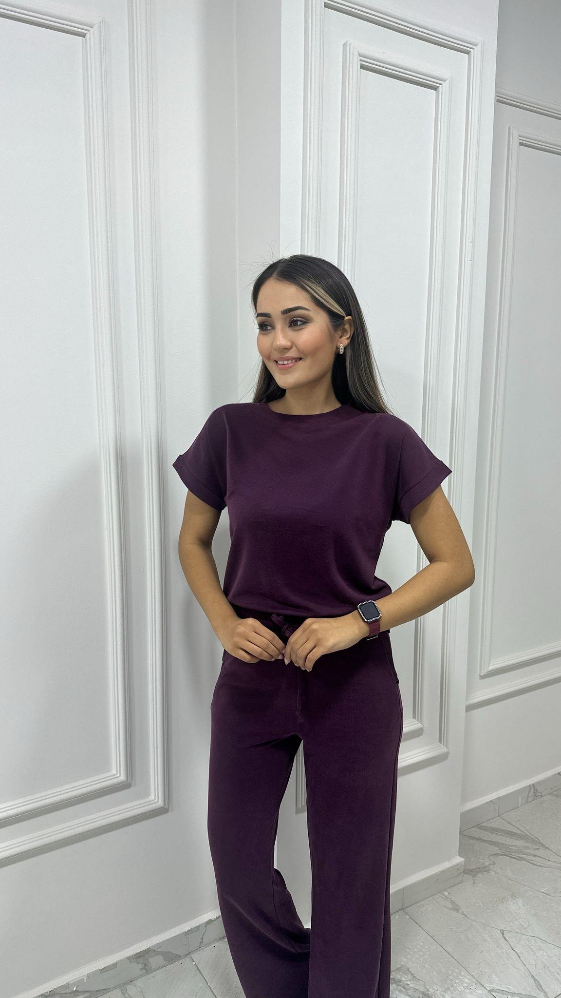 İkili Pike Modal Takım Bordo