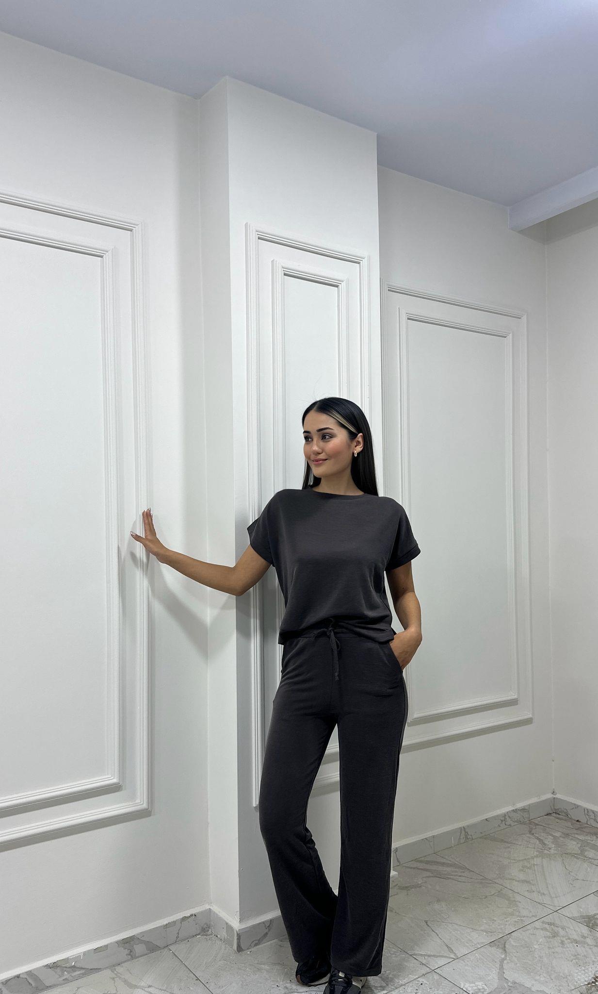 İkili Pike Modal Takım Kahverengi
