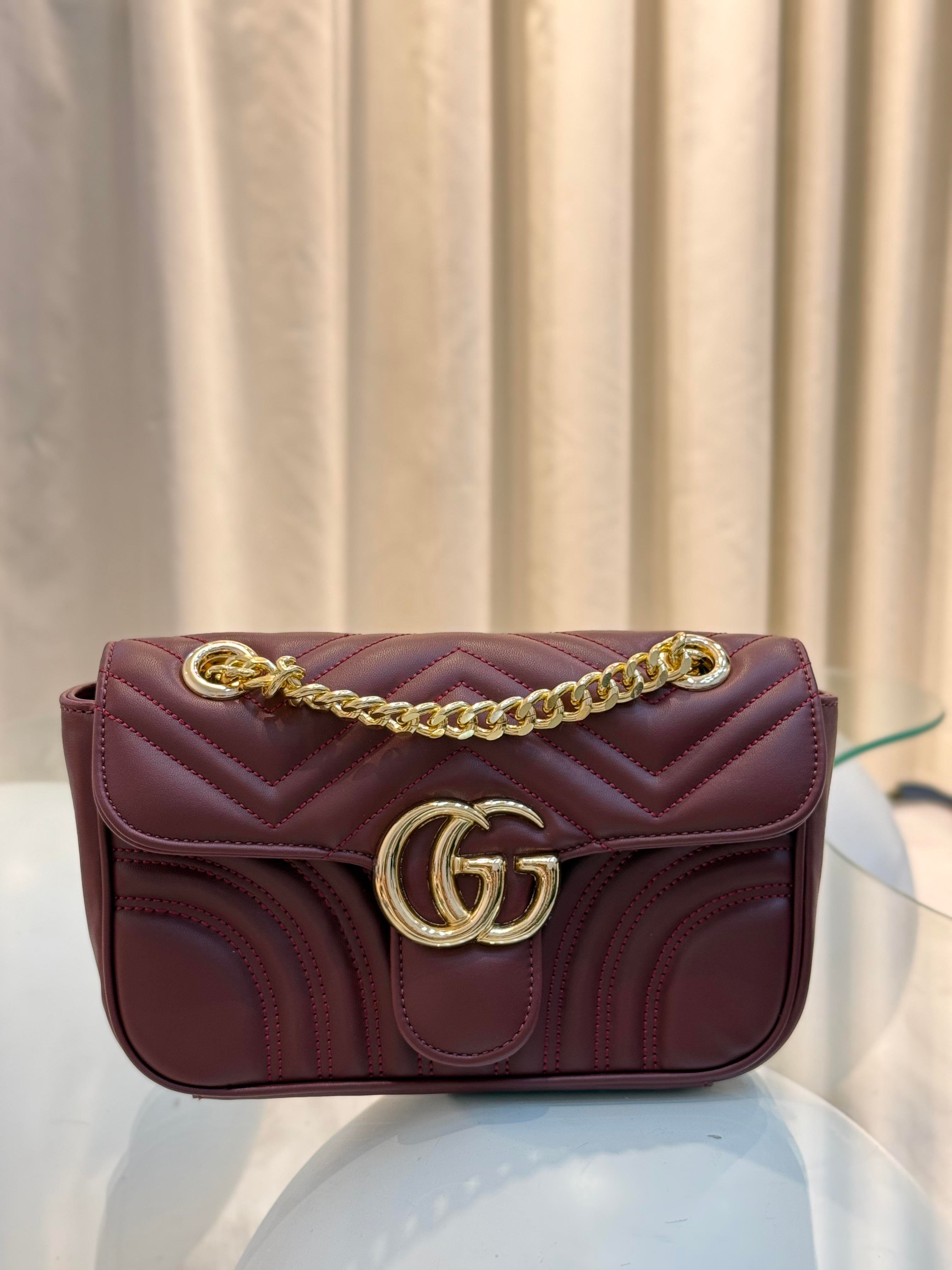 👜 İthal GG Kapitone El & Omuz Çantası – Bordo