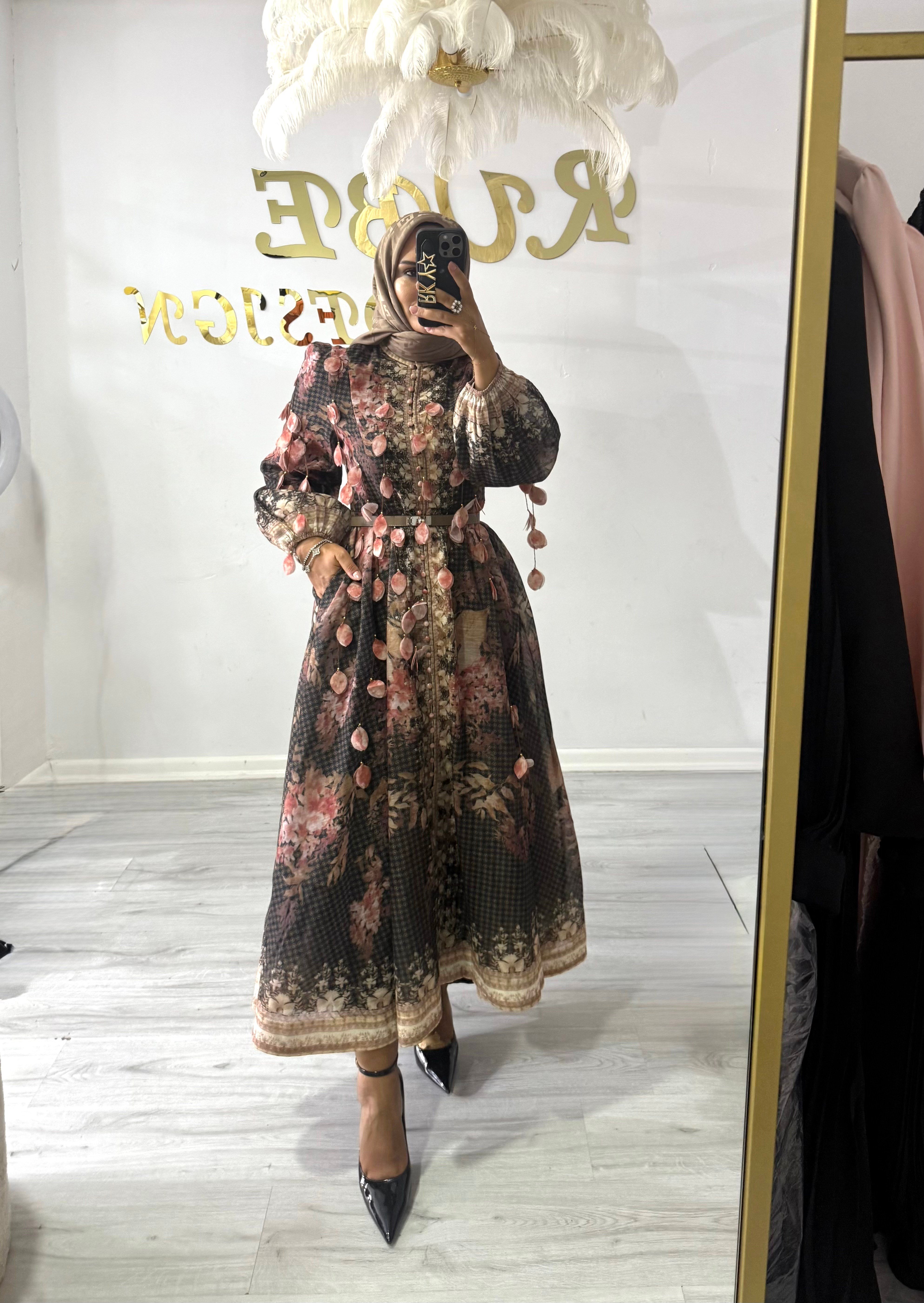 İthal Ham Keten Püskül Luxe Elbise 