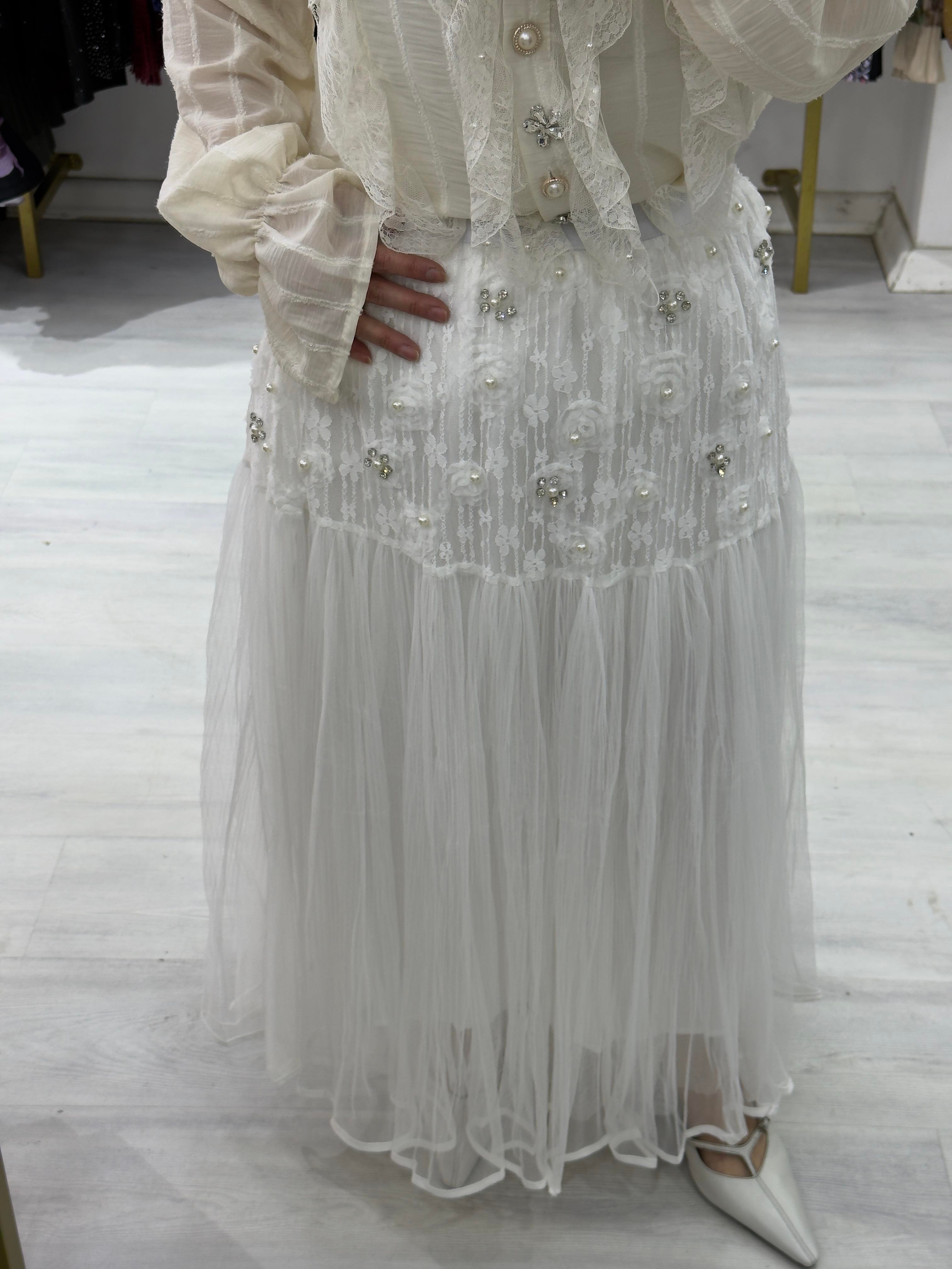 IVORY PEARL TÜL ETEK