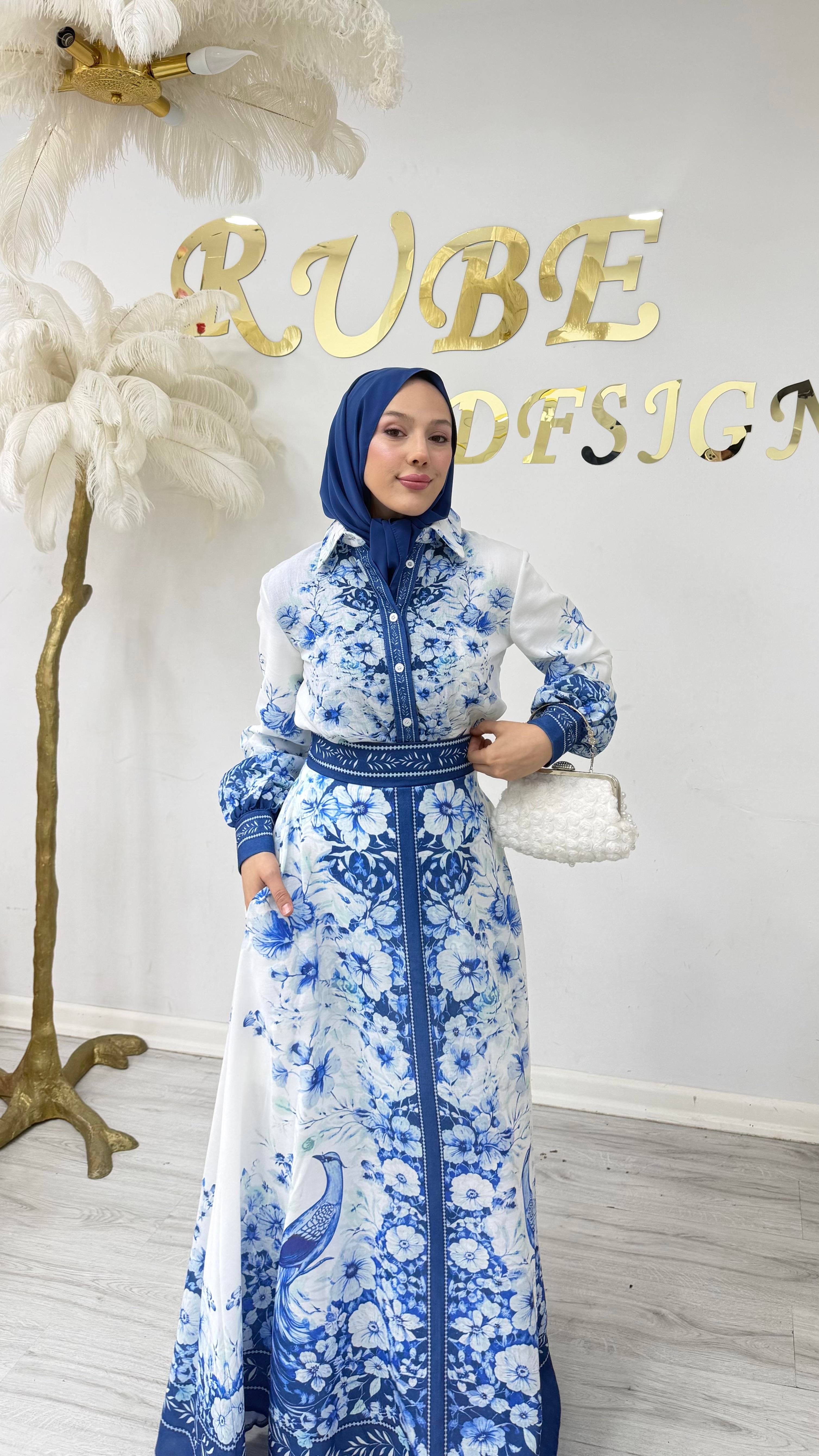 Ottoman Bloom Etek Gömlek Takım (İthal Keten)