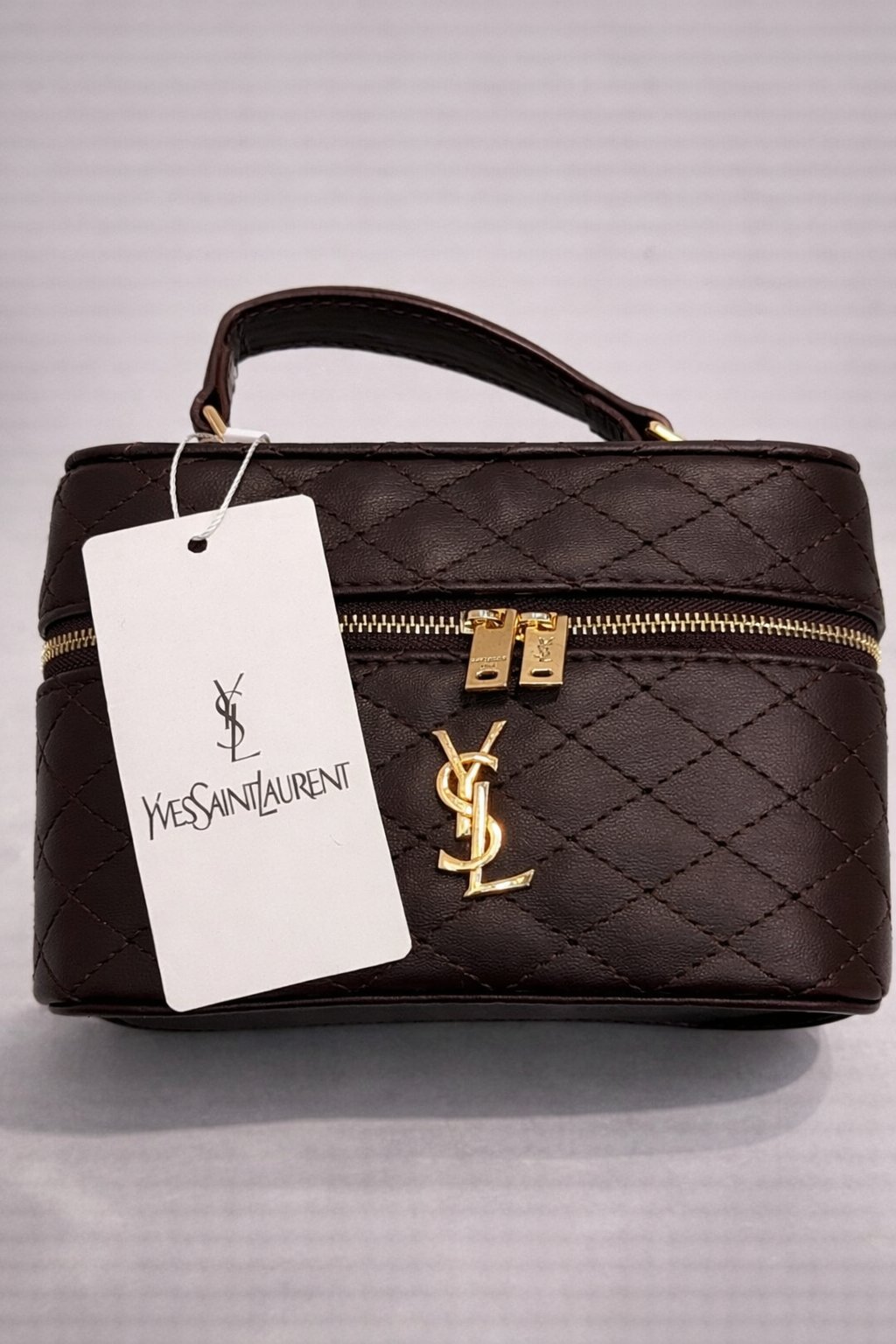 Yves  Saint Laurent Kapitone El & Omuz Çantası-Acı Kahve