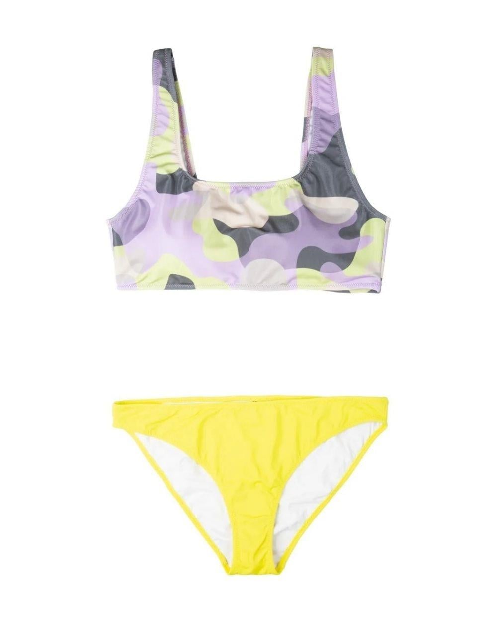 Swimfoam Kamuflaj Sarı Bralet Kadın Bikini Takımı