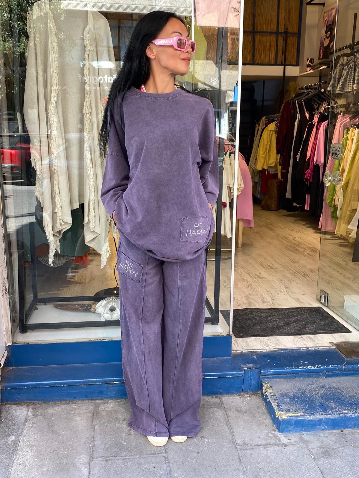 Mor oversize eşofman takımı
