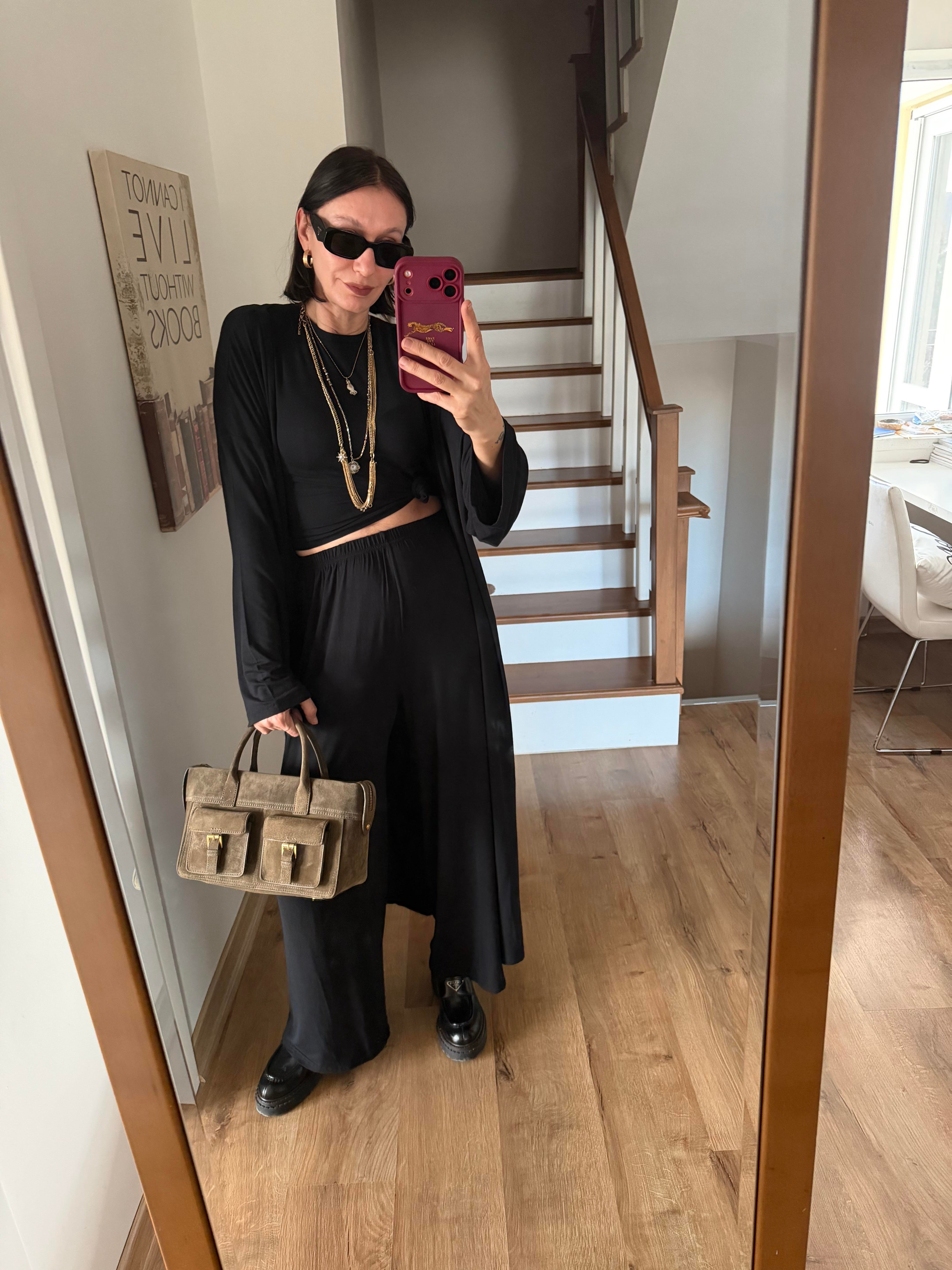 Antrasit Üçlü Basic Kimono Takım