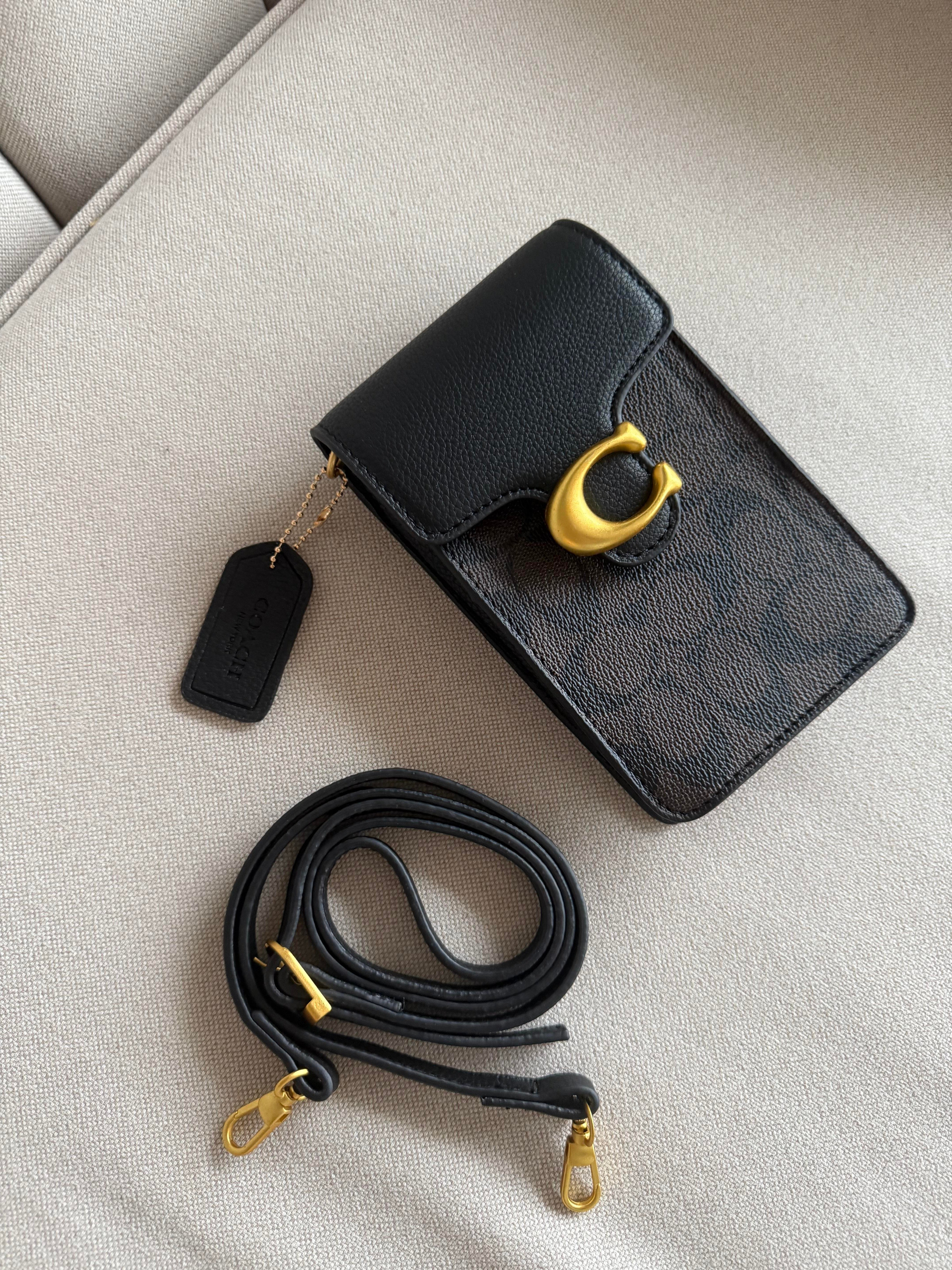 Askılı Telefonluk Siyah Taba Baskılı