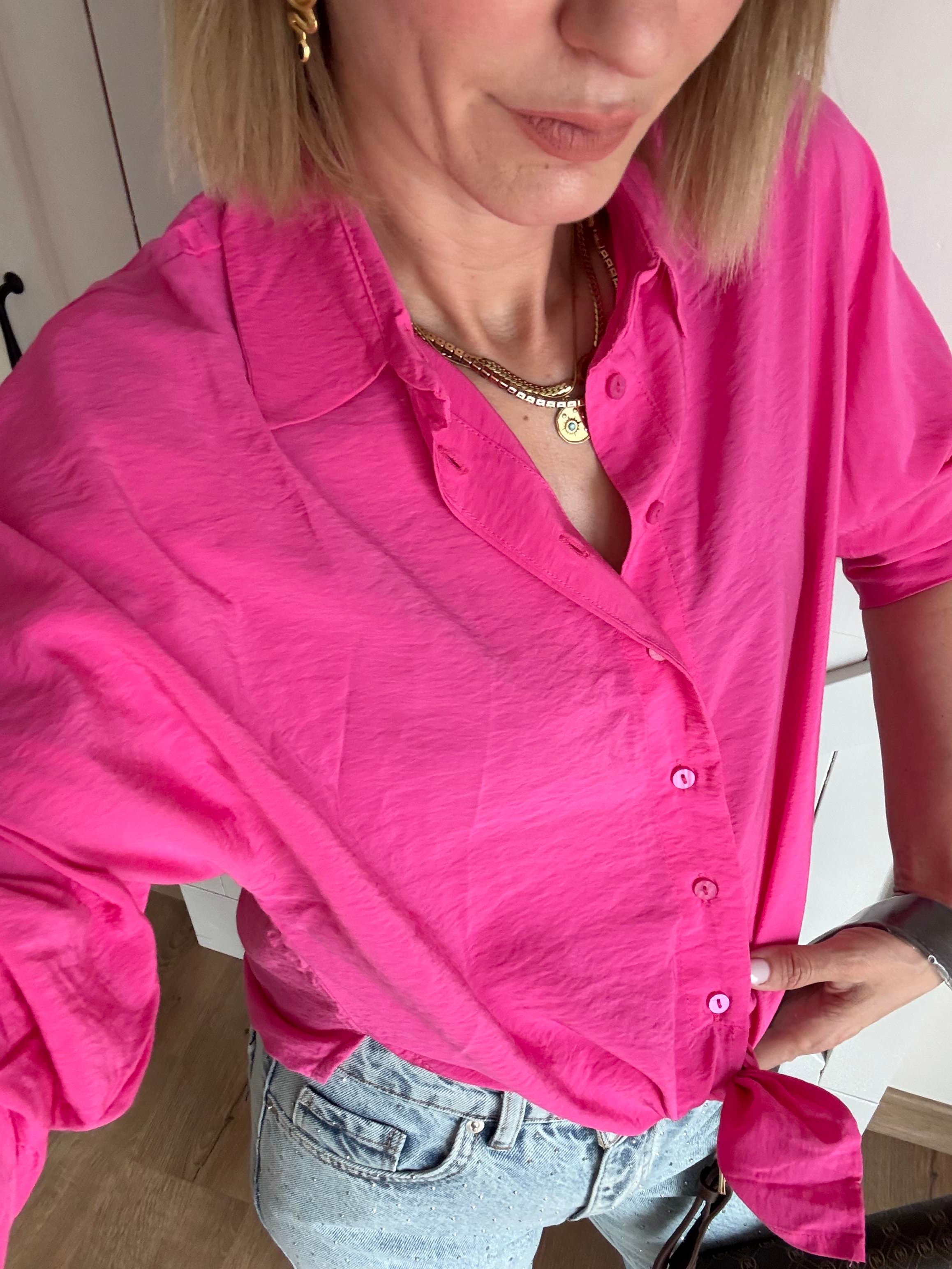 Bağlamalı Fuşya Tensel Gömlek