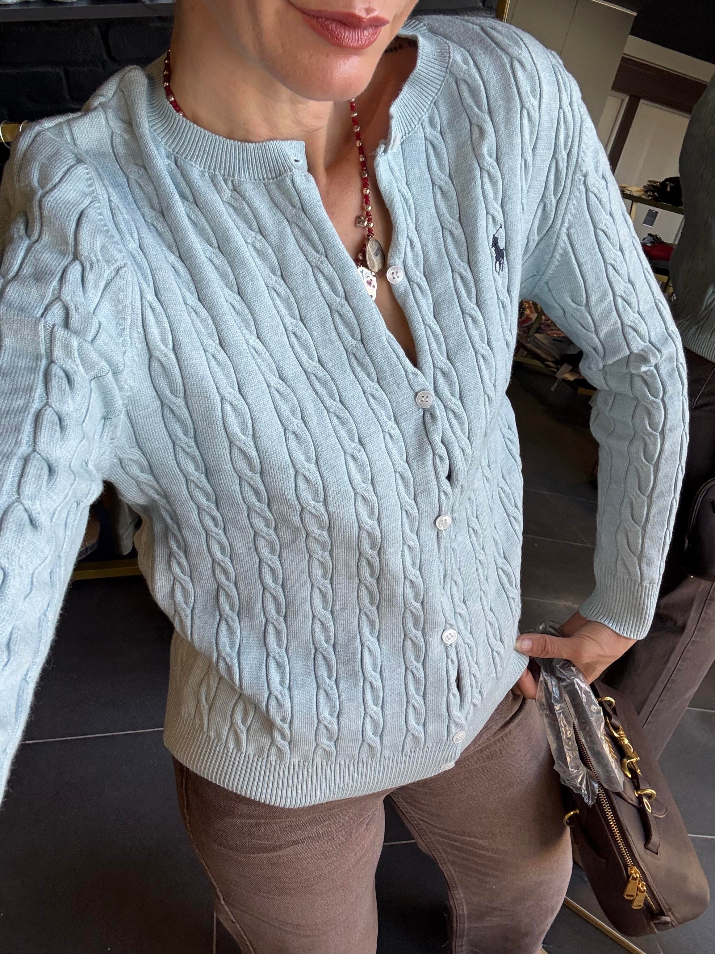 Bebek Mavi Kalın Saç Örgü Hırka