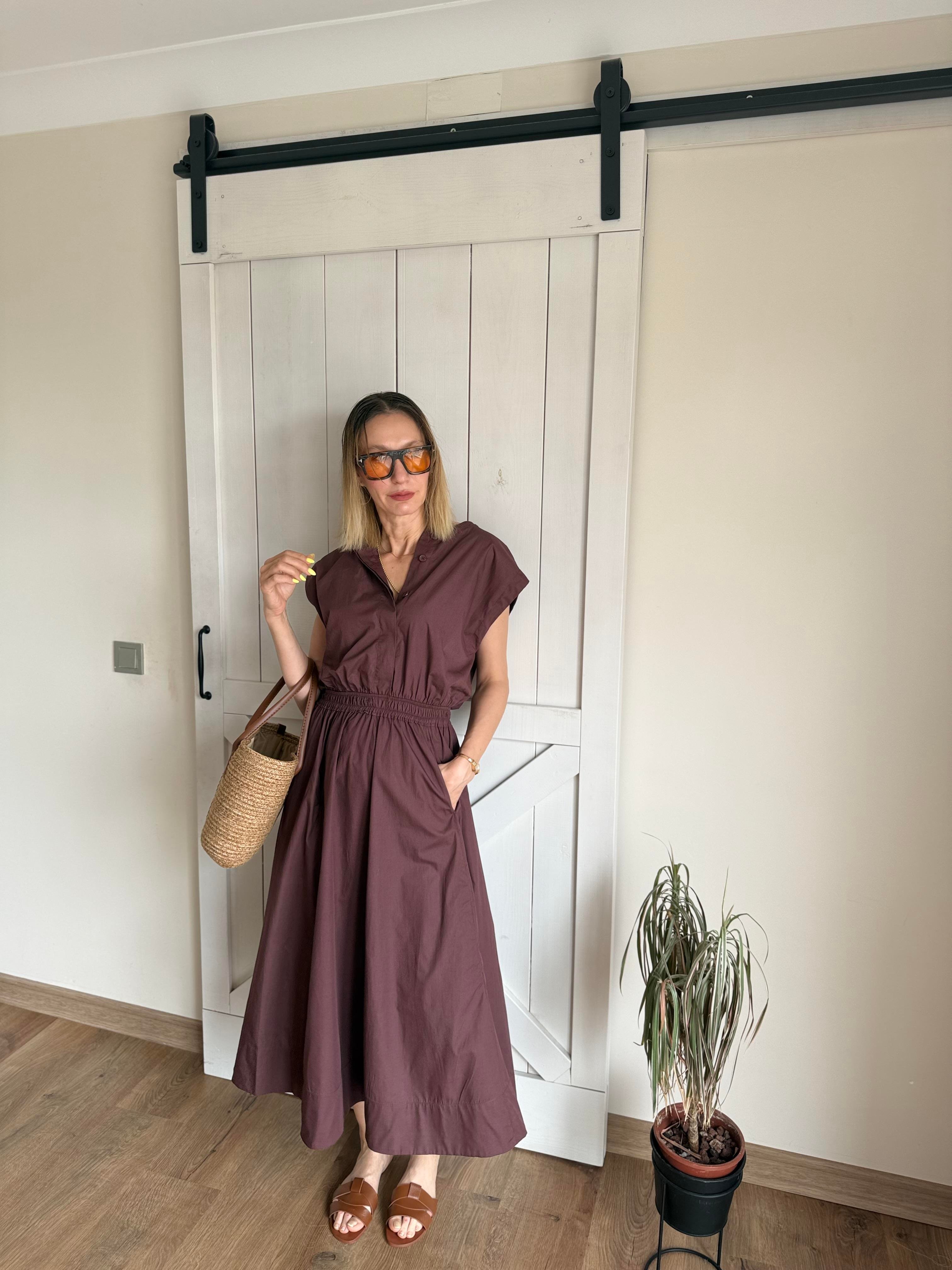 Bel Bantlı Midi Boy Elbise