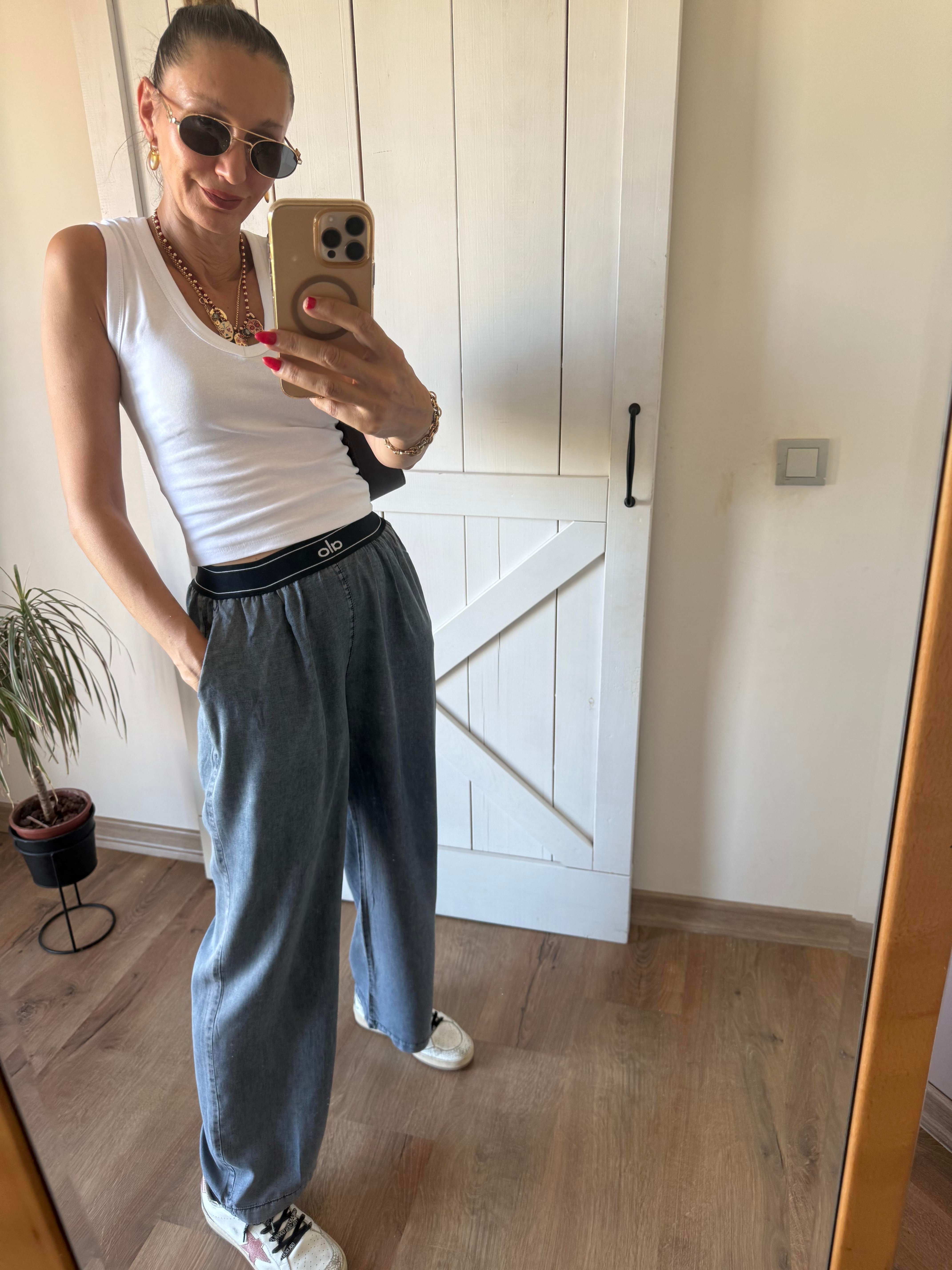 Beli Latikli Gri Pantolon