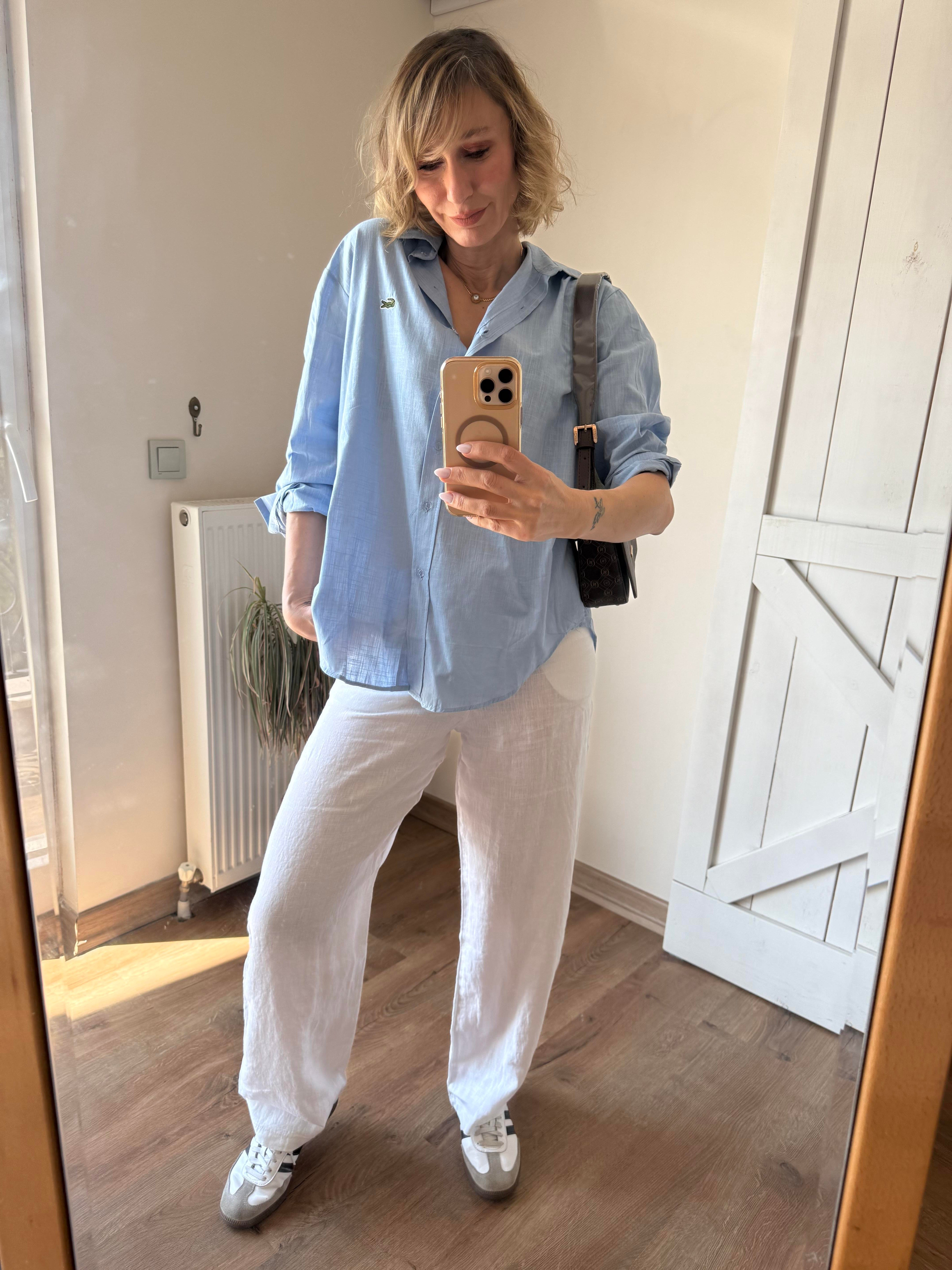 Beyaz Keten Massi Pantolon