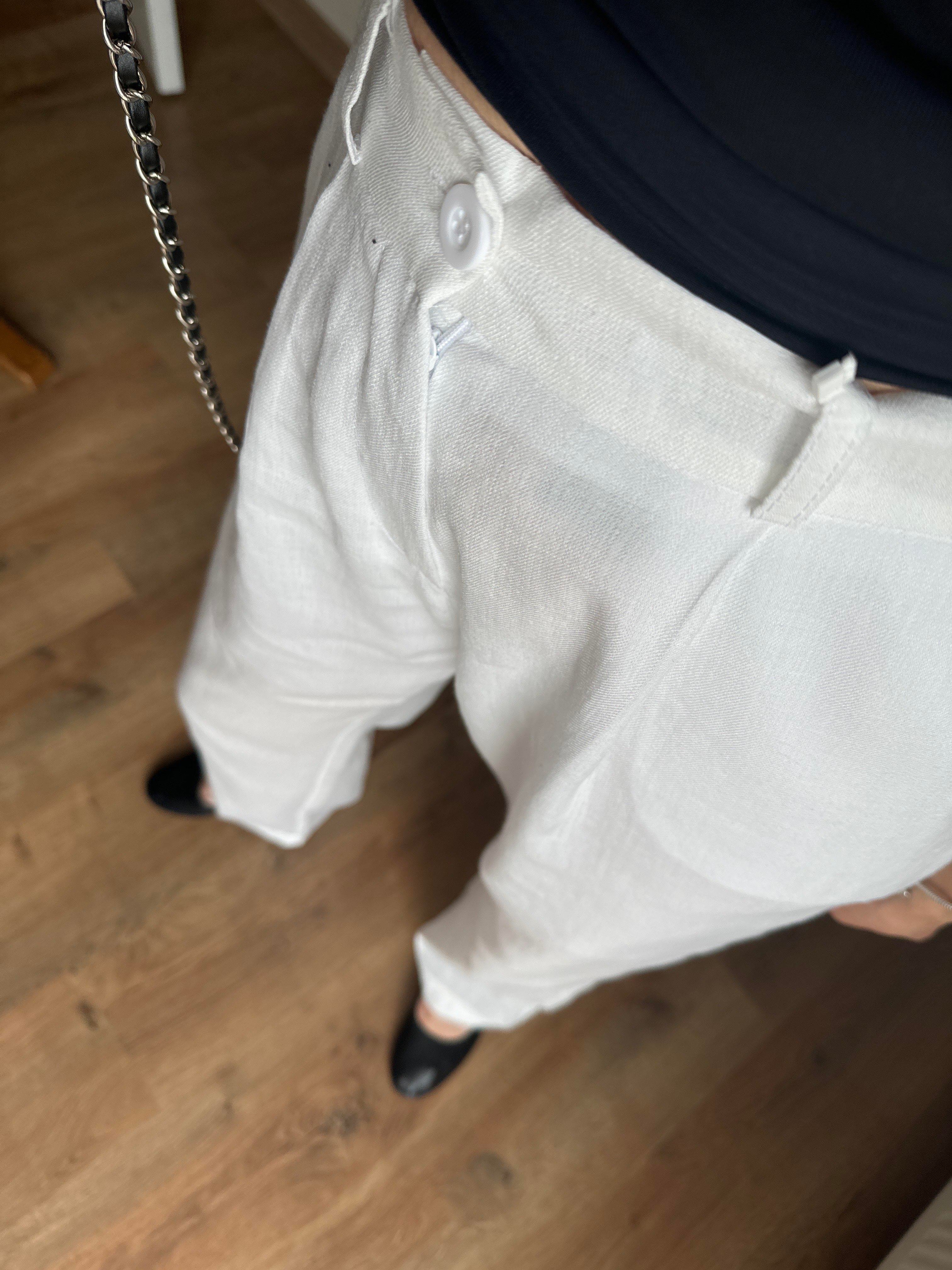 Beyaz Md Keten Pantolon