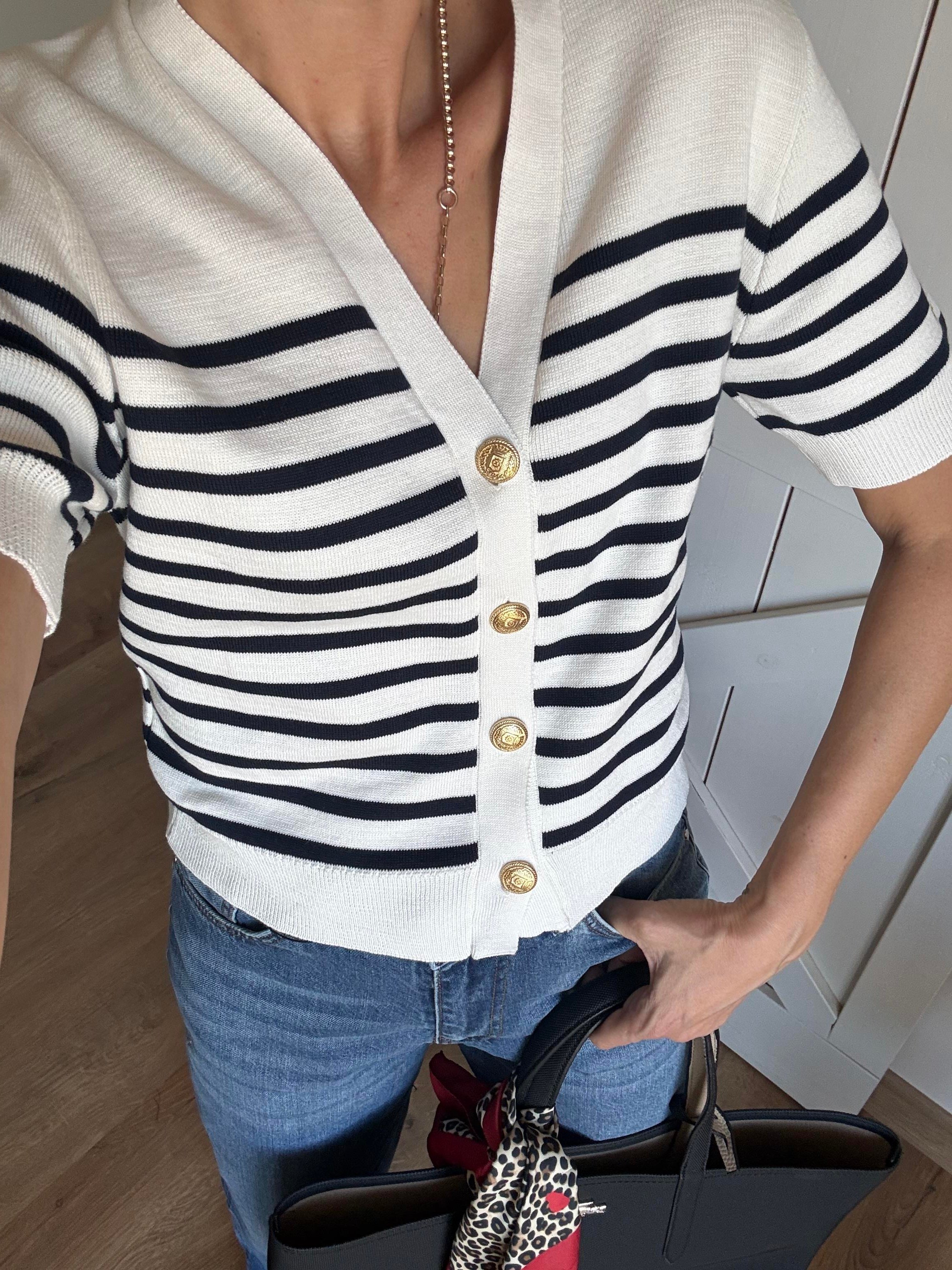 Beyaz Th Lacivert Çizgili Hırja