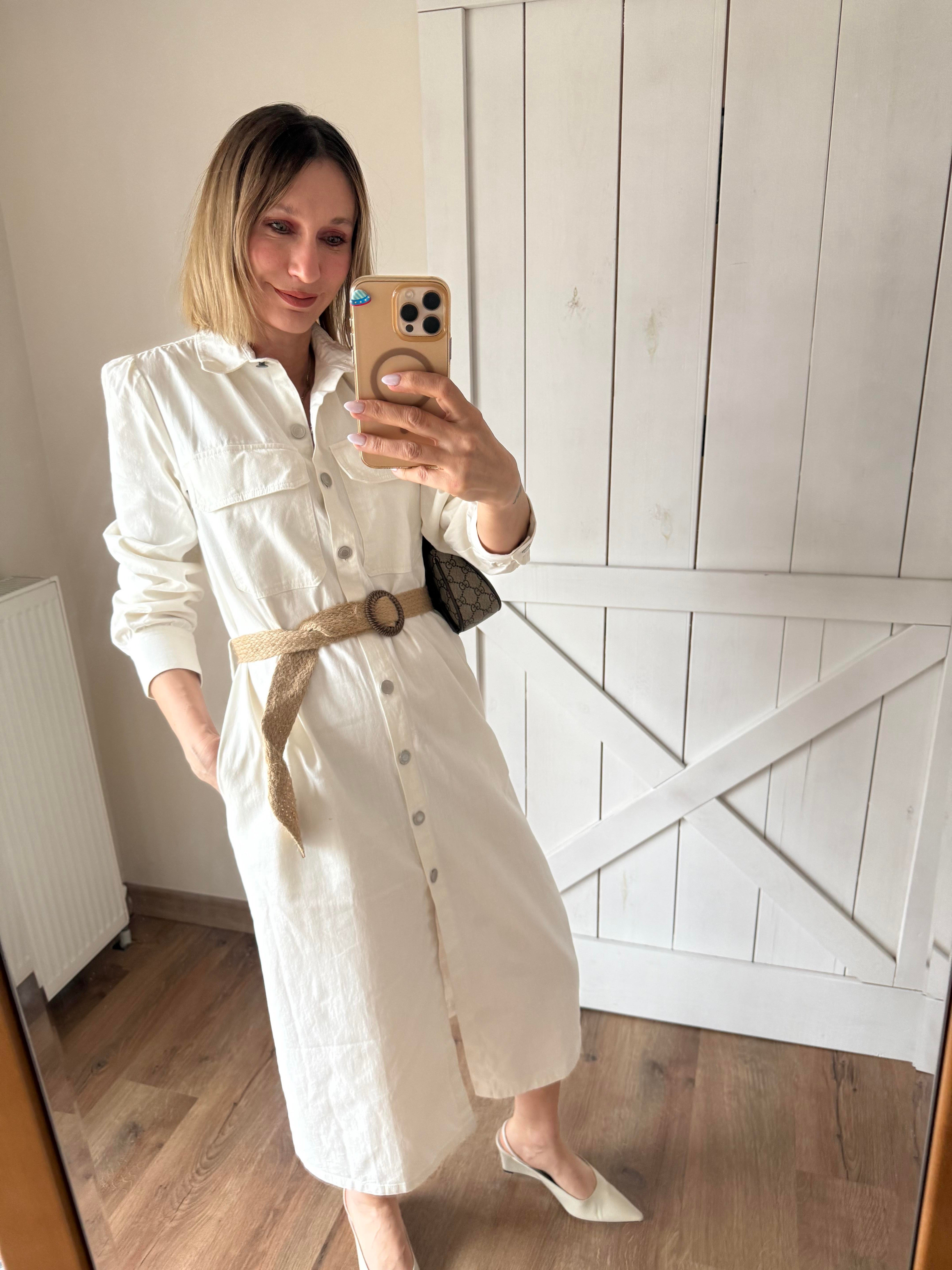 Beyaz Zaar Denim Elbise