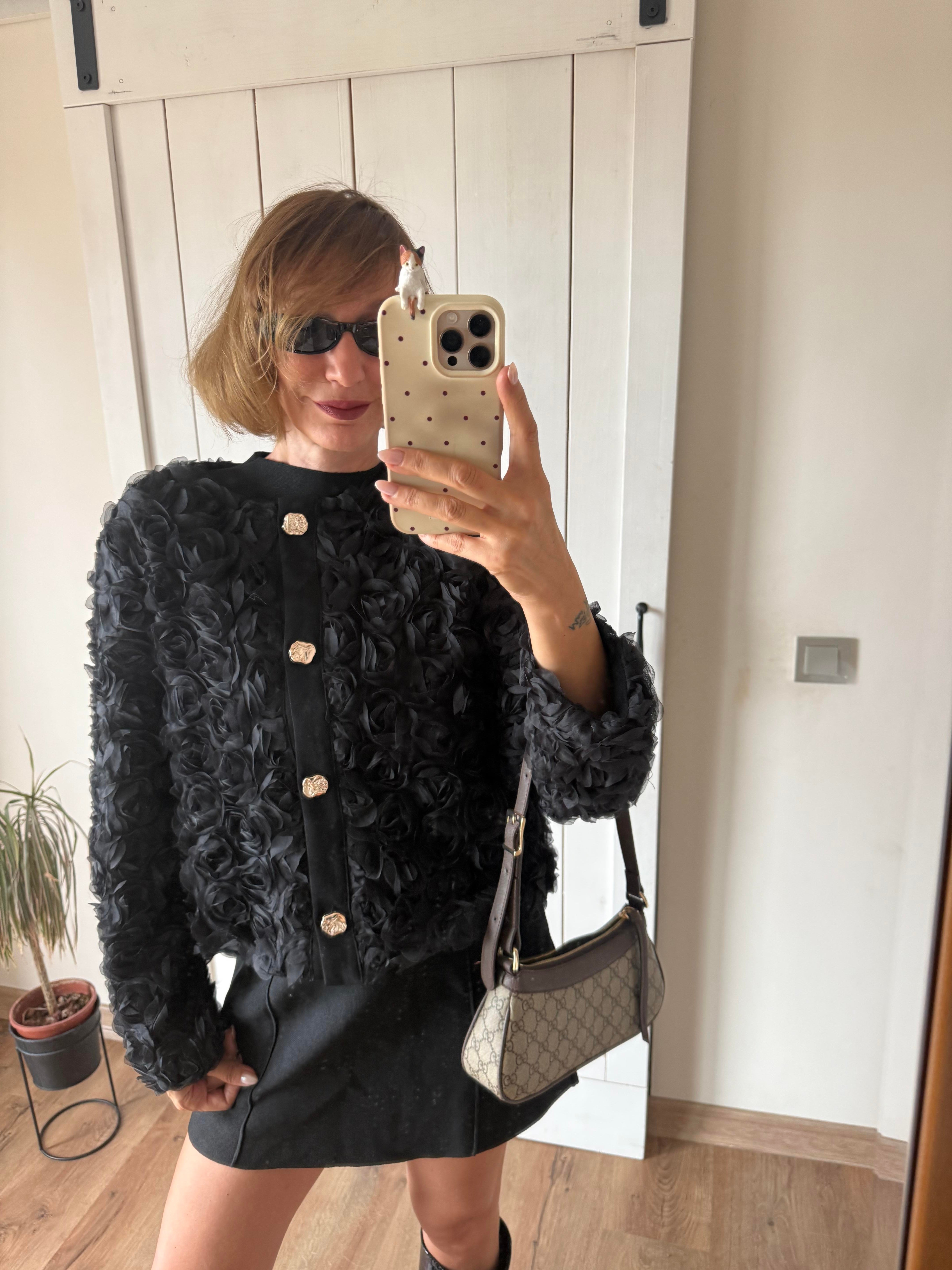 Çiçek Tül Detaylı Ceket