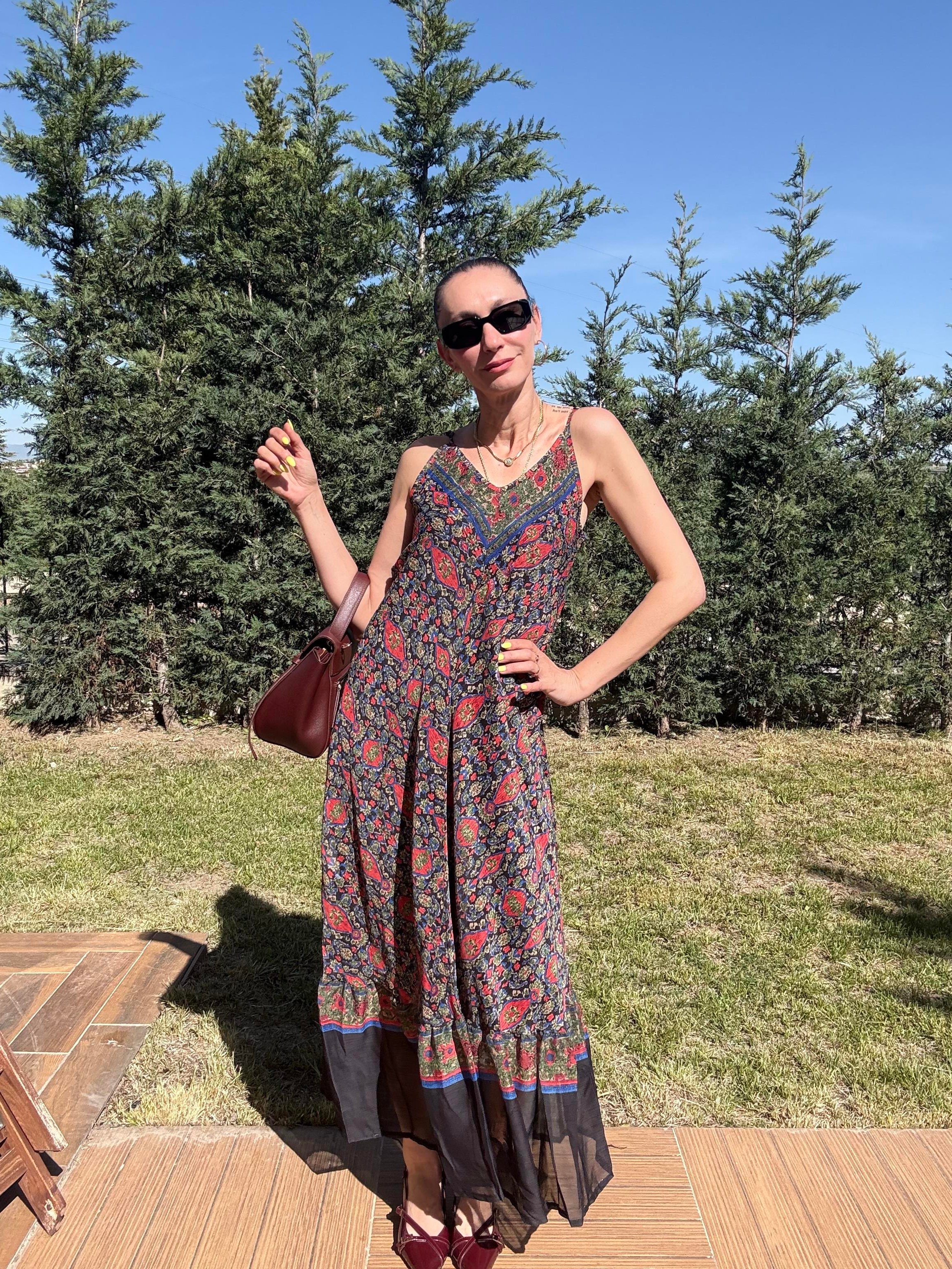 Çiçekli Şifon Elbise