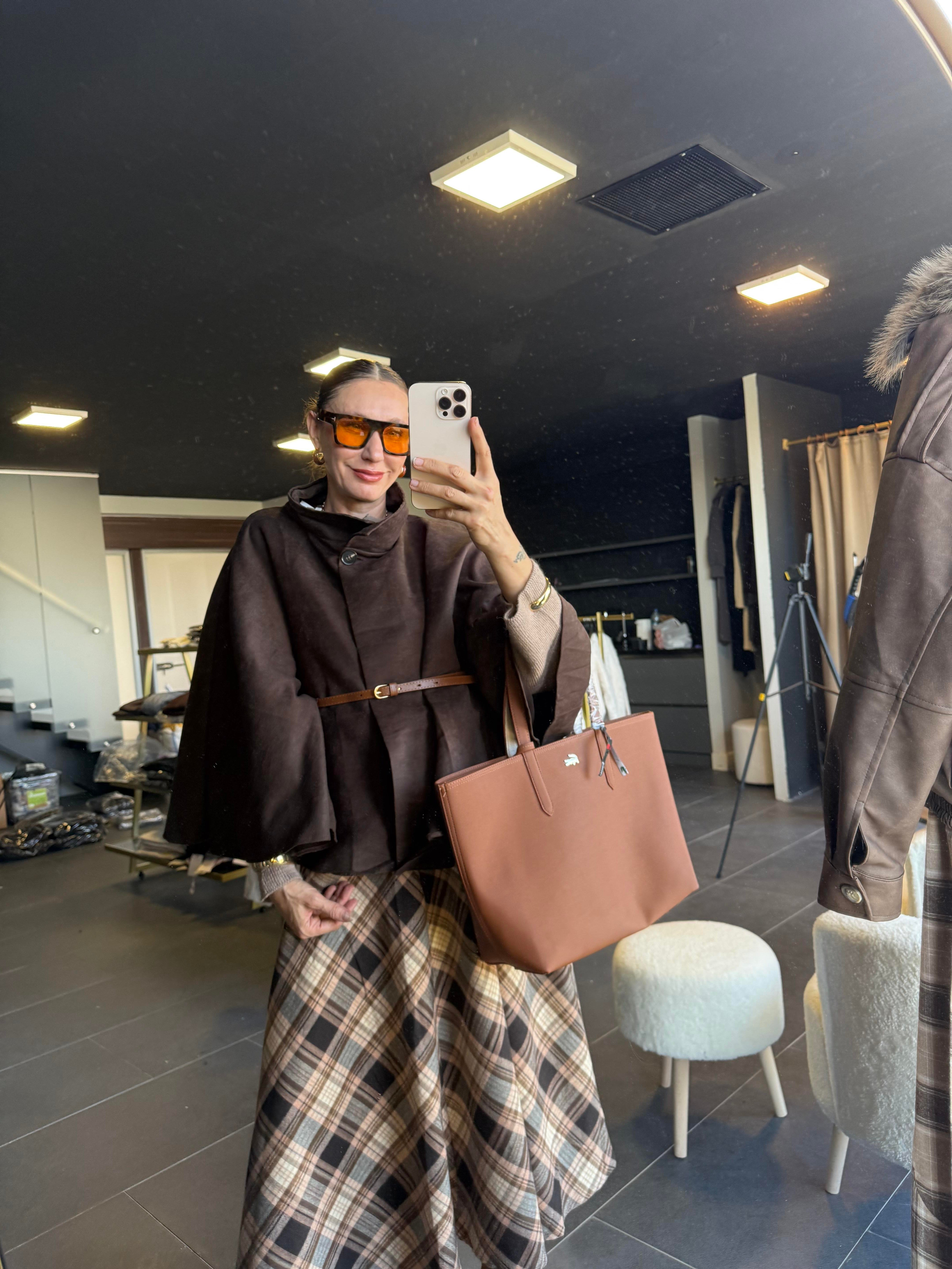 Deri Kemerli Nubuk Kahve Panço