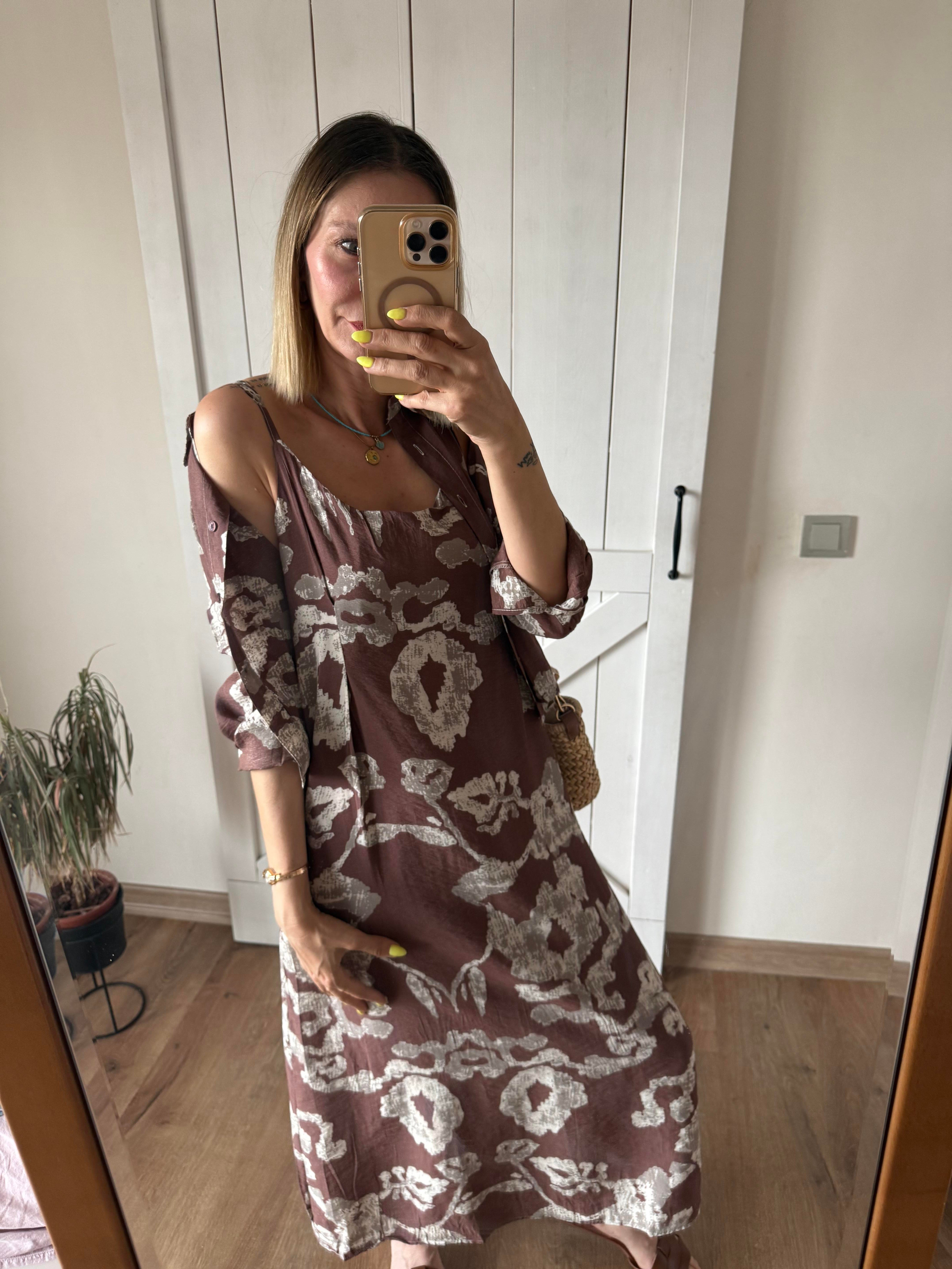 Desenli Bitter Gömlek Elbise Takım