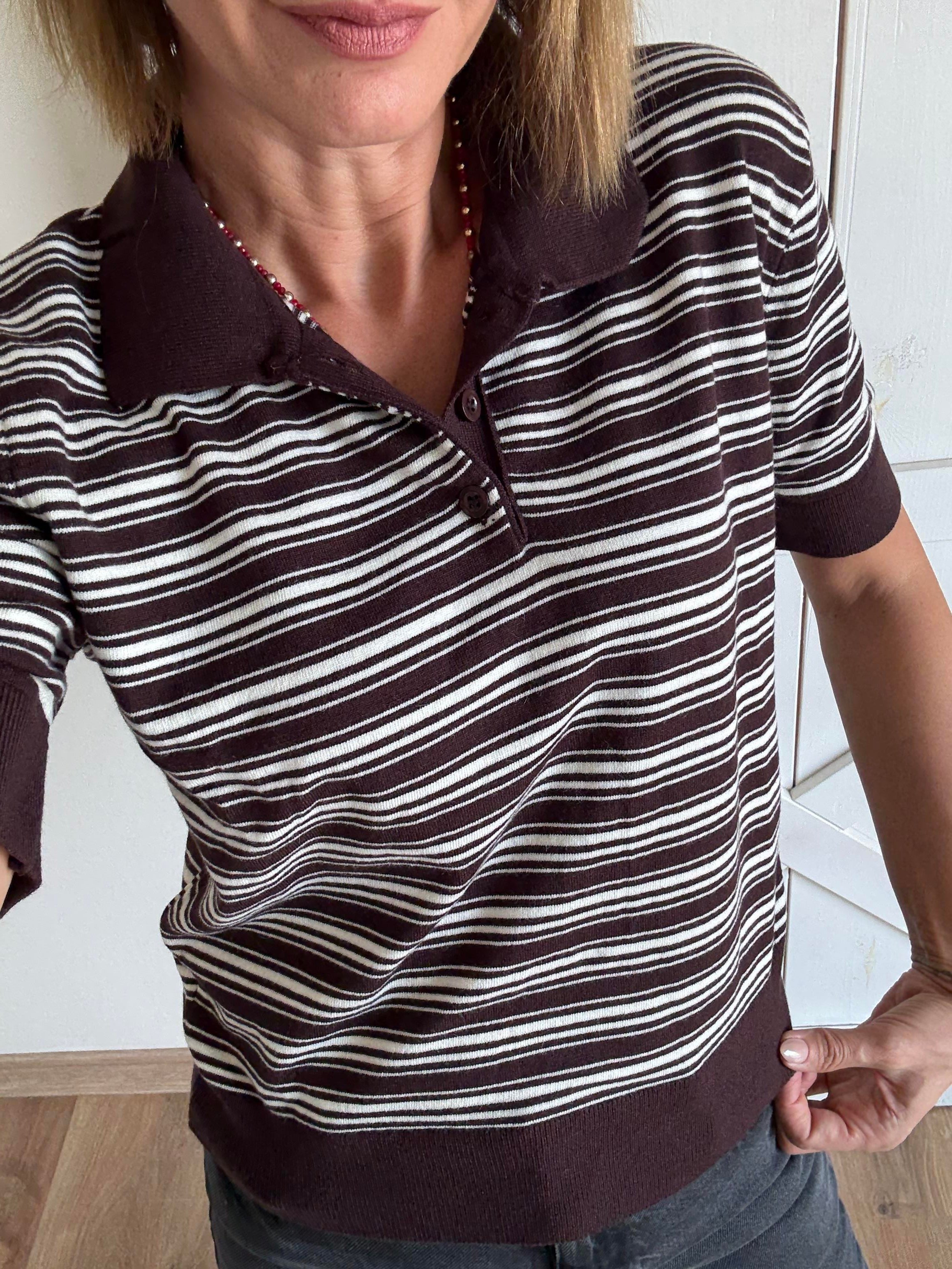 Expresso Çizgili Polo Yaka Triko