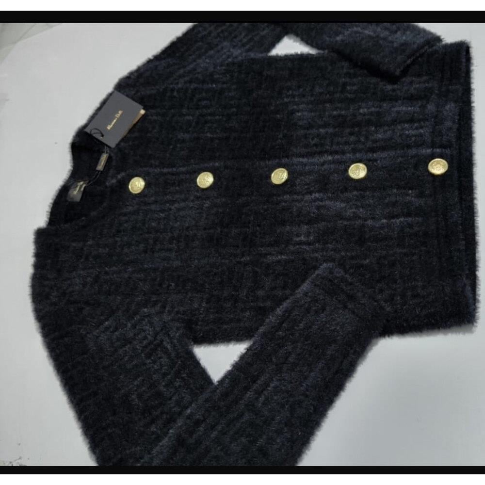 Gold Düğme Detaylı Premium Sakallı Hırka