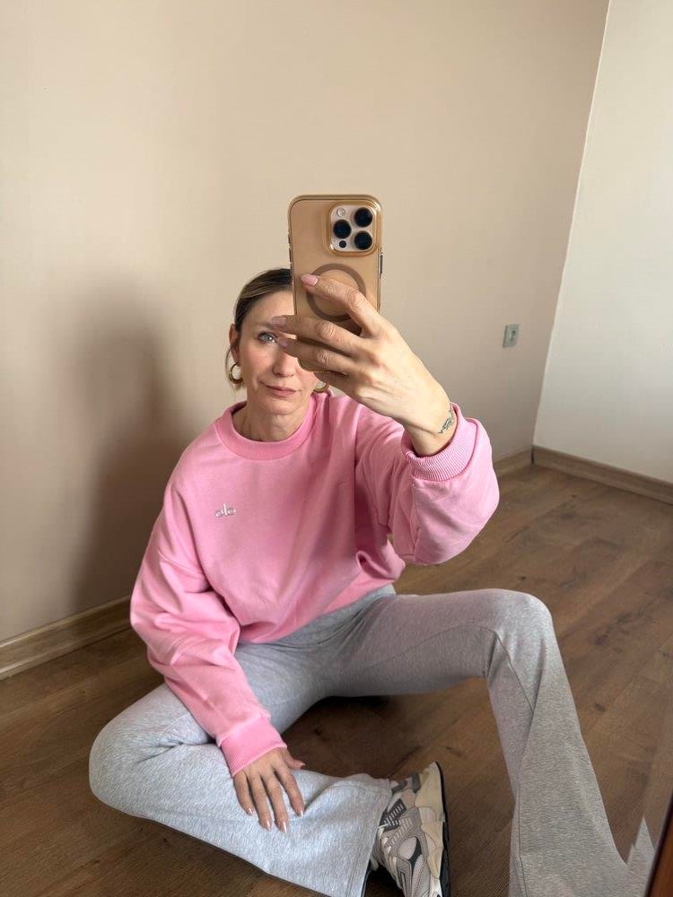 Gri Melanj Pamuklu İspanyol Paça Tayt