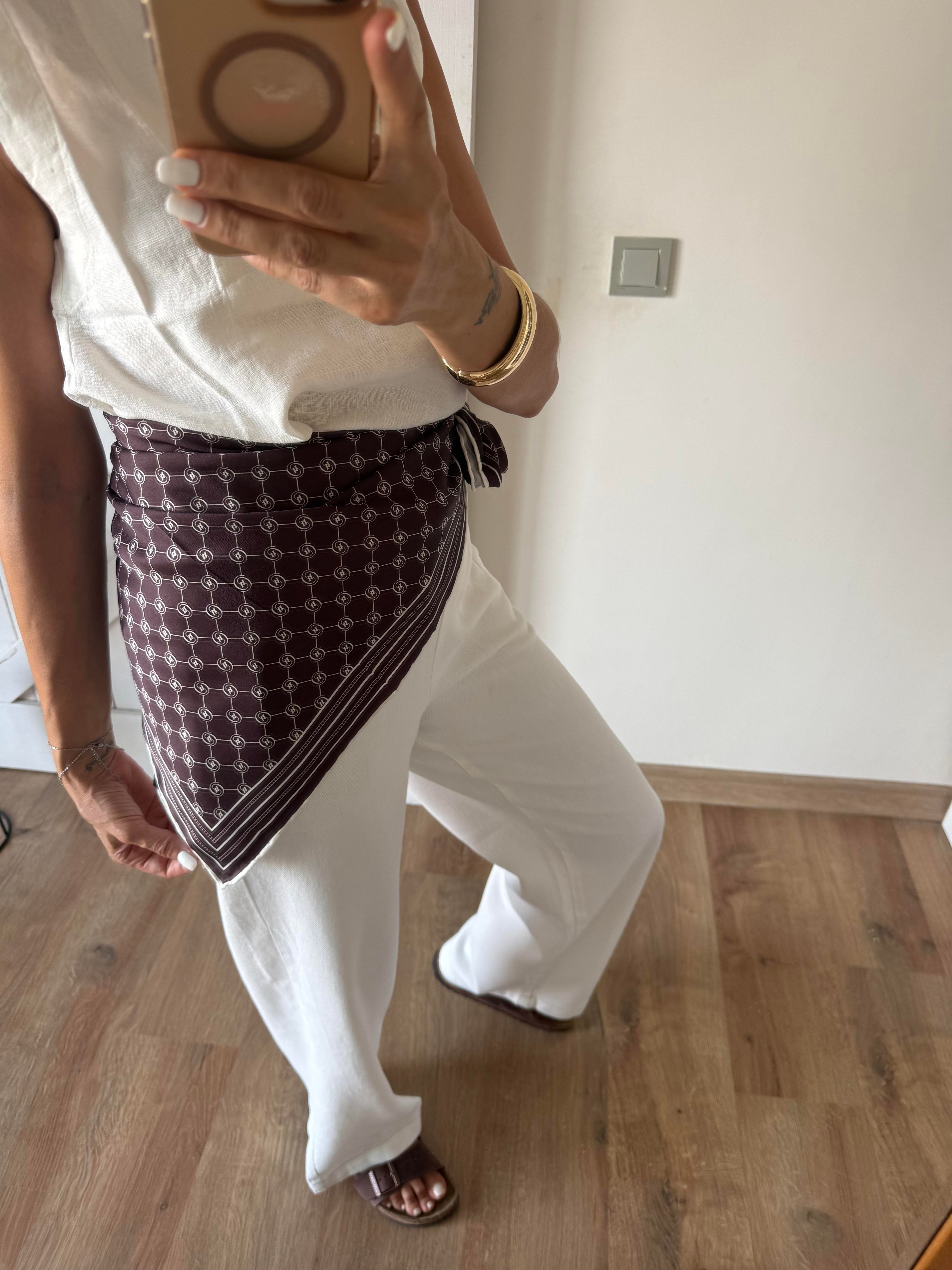 Kahve Logolu Kare Premium Şal/Eşarp