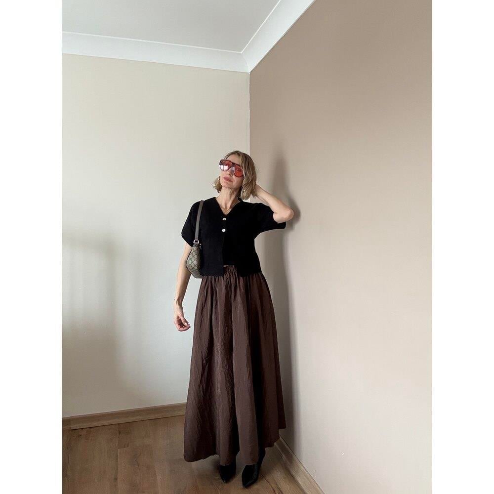 Kahverengi Kloş Etek 