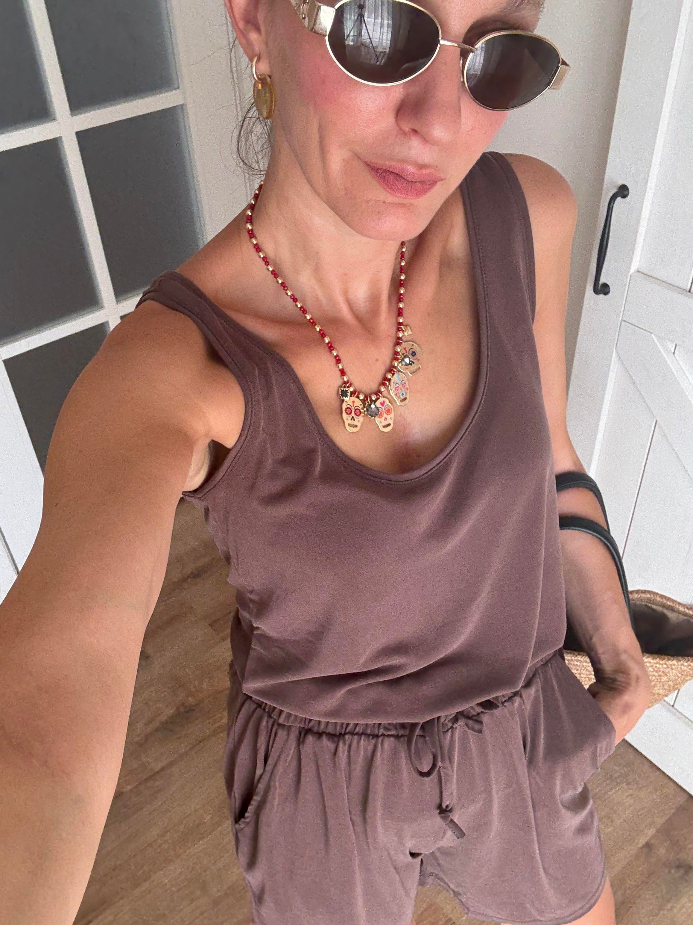 Kalın Askılı Şort Atlet Oyş Kahve Takım