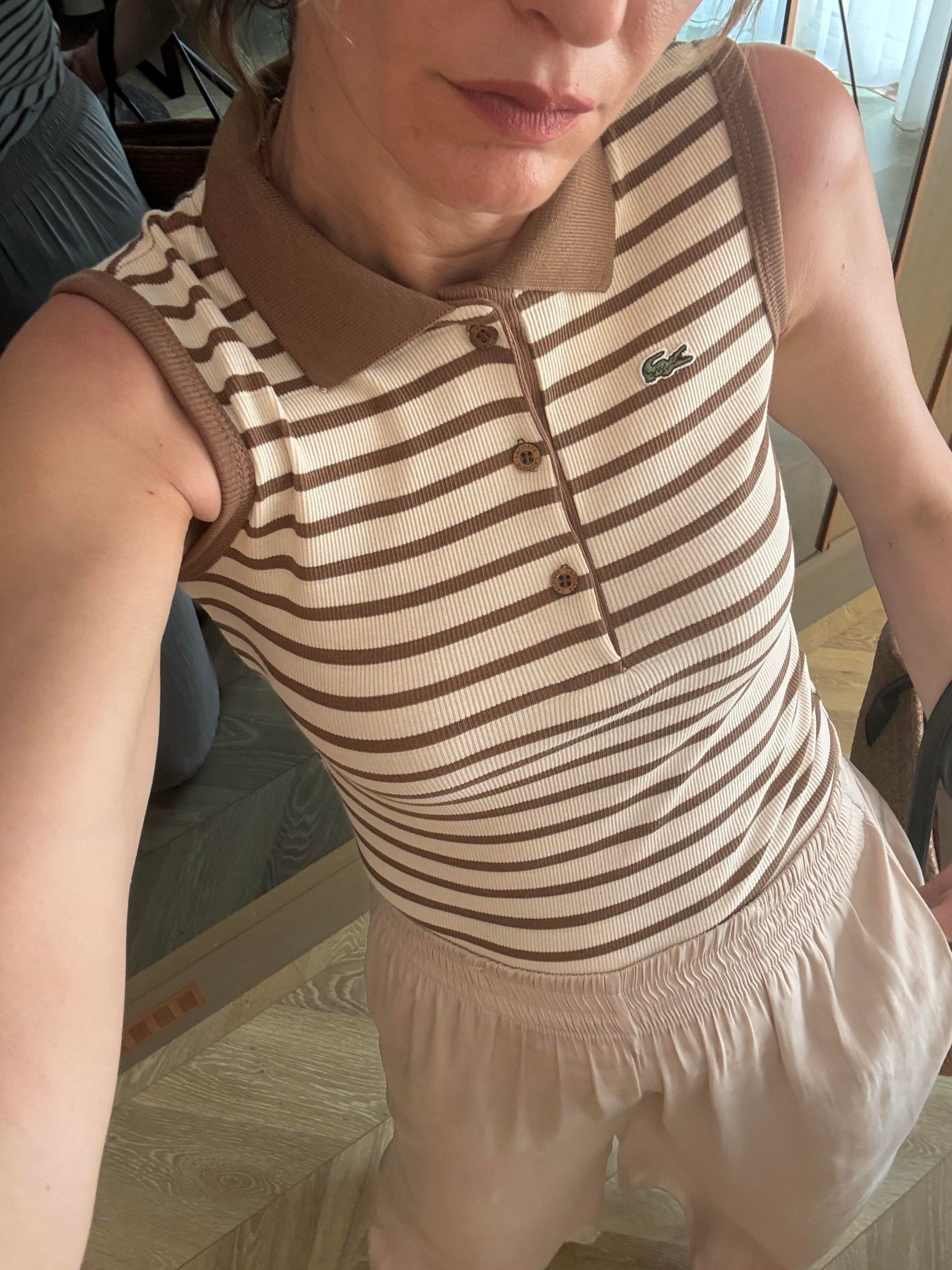 Kaşkorse Çizgili Polo Yaka Kahve Atlet