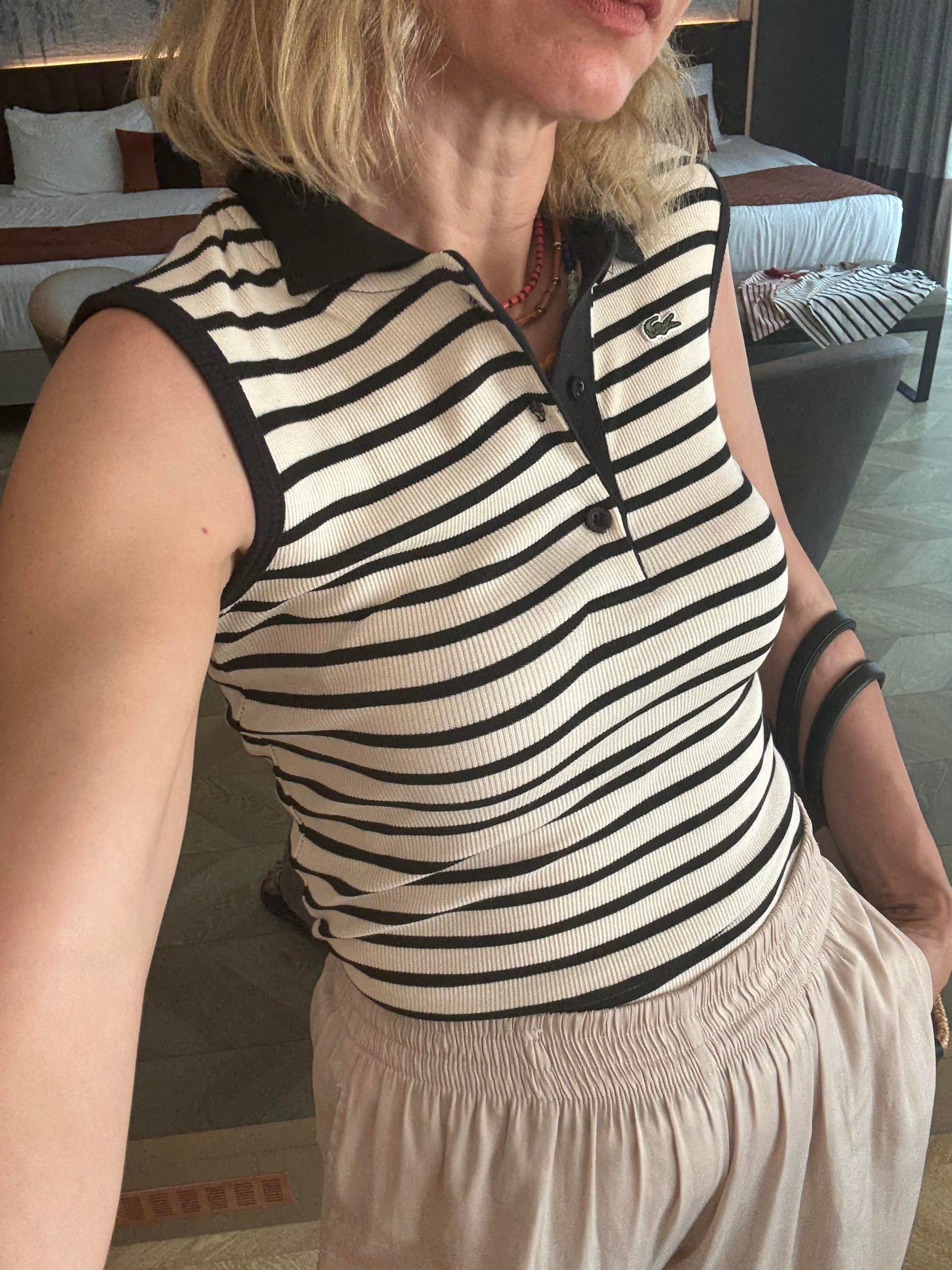 Kaşkorse Polo Yaka Laci Çizgili Atlet