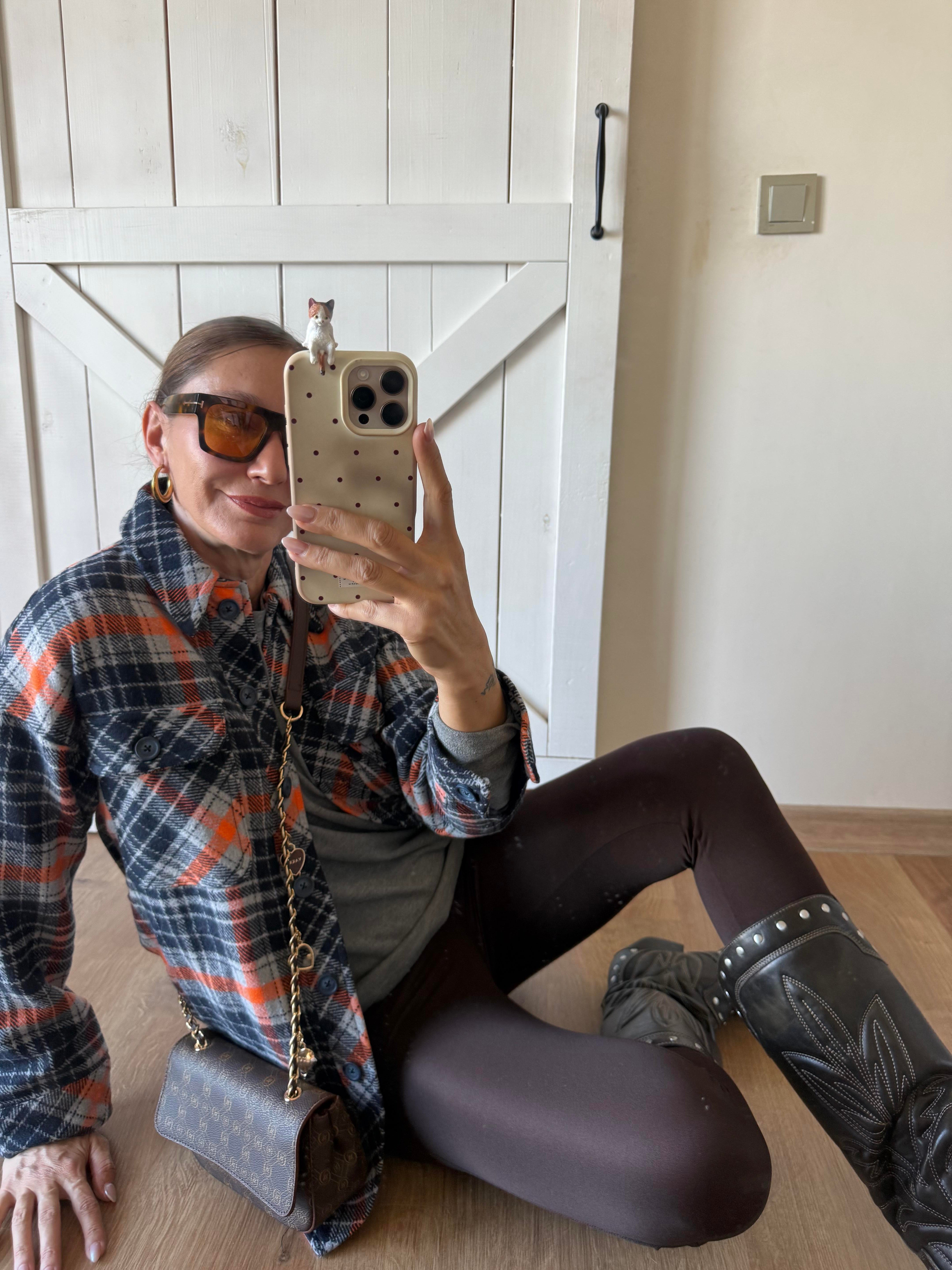 Lacivert Turuncu Oduncu Gömlek/Ceket