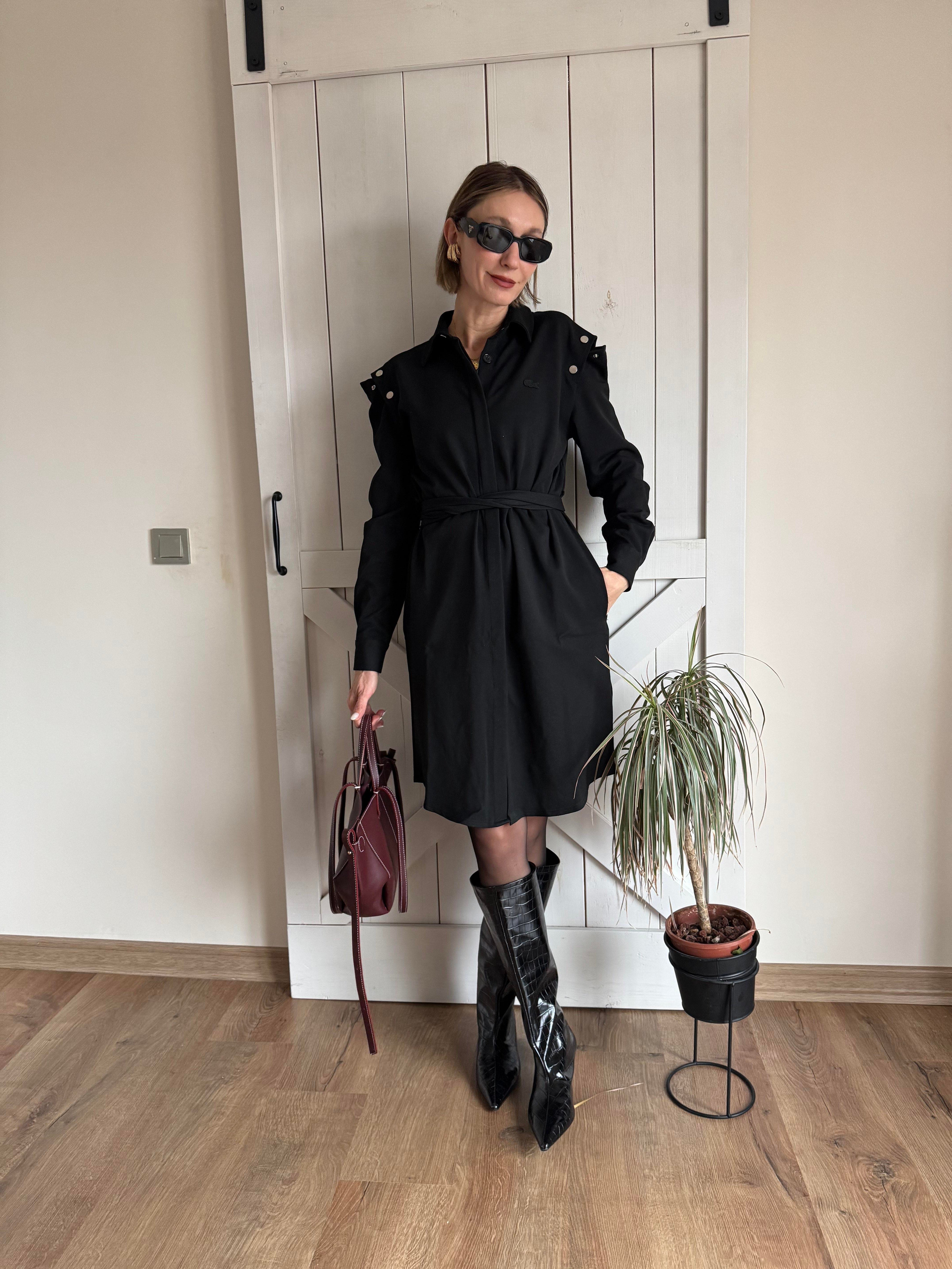 Lcs Siyah Gömlek Yaka Elbise