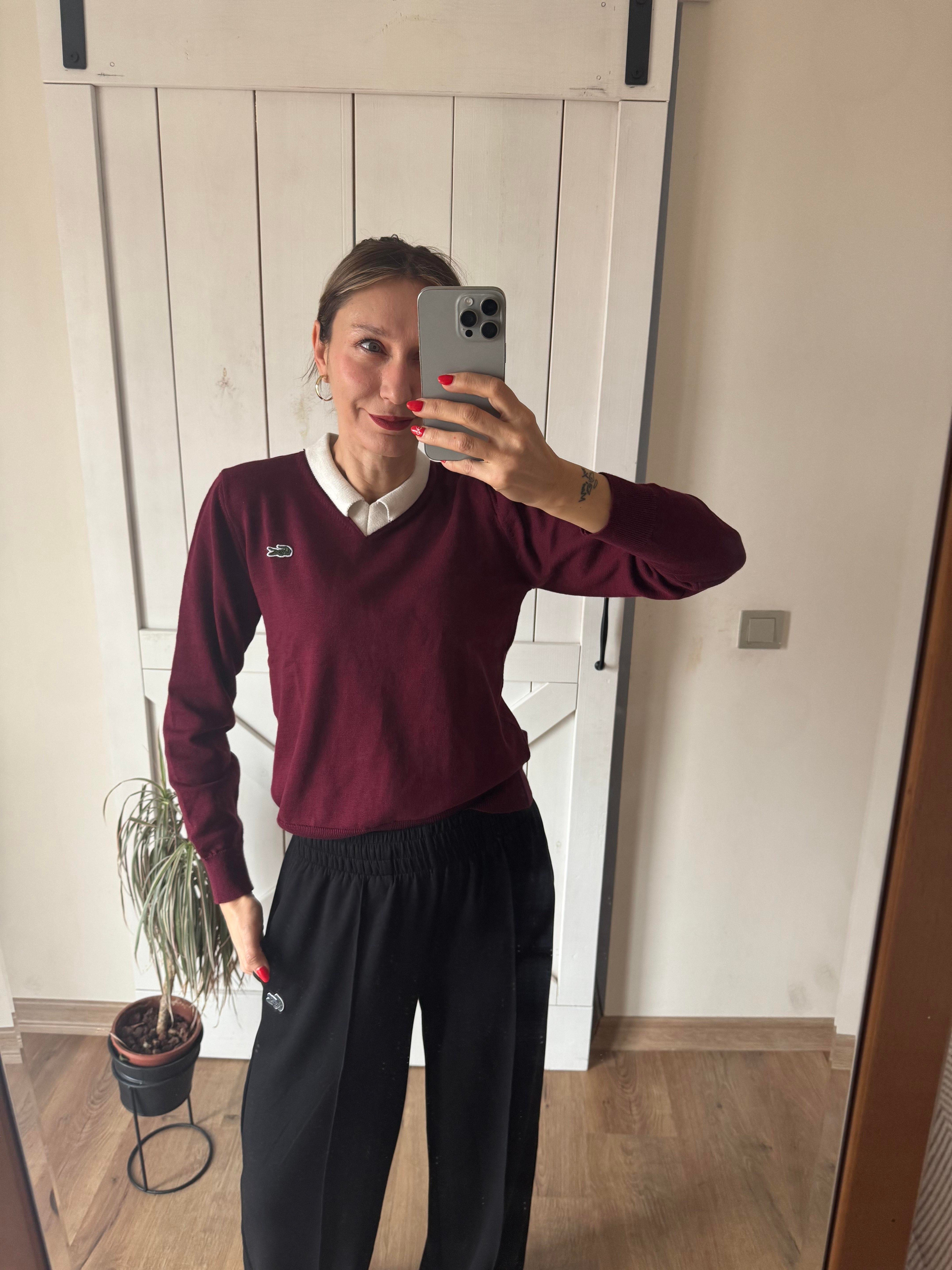 Lcs Yaka Detaylı Bordo Golf Kazak