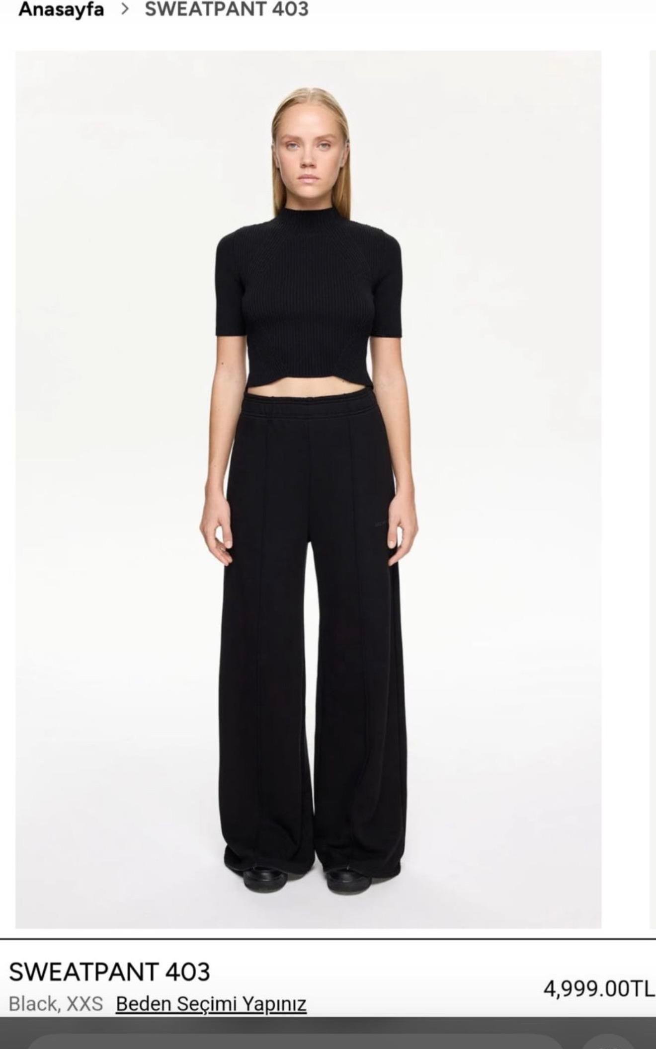 Lesli Siyah Boru Paça Eşofman Altı