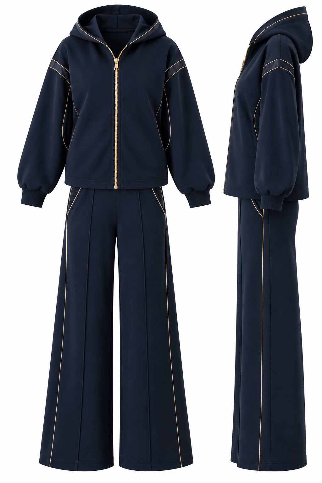 Marka Model Lacivert Zincir Detaylı Sweat Pantolon Takım