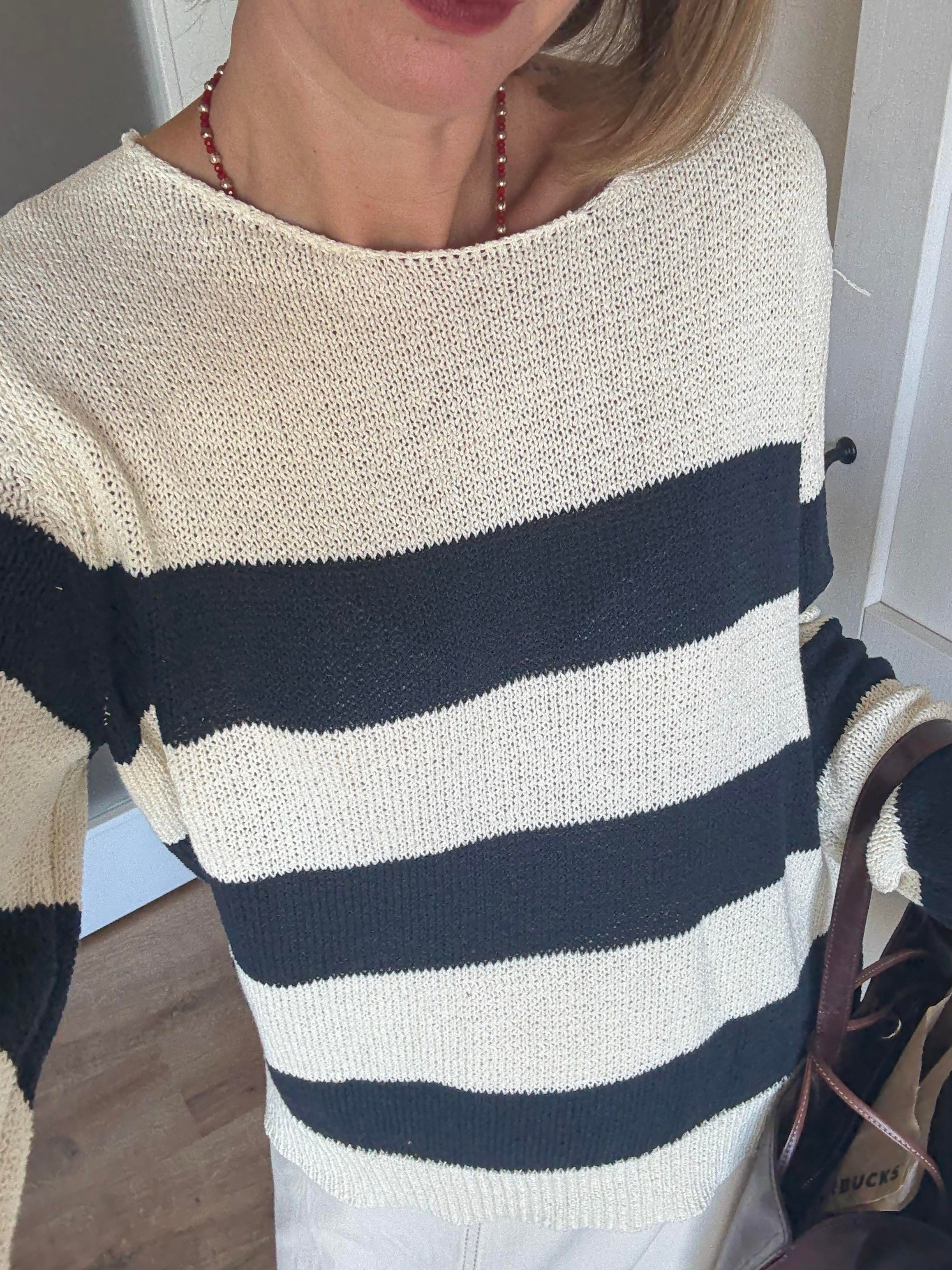 Massi Bej Merserize Çizgili Triko